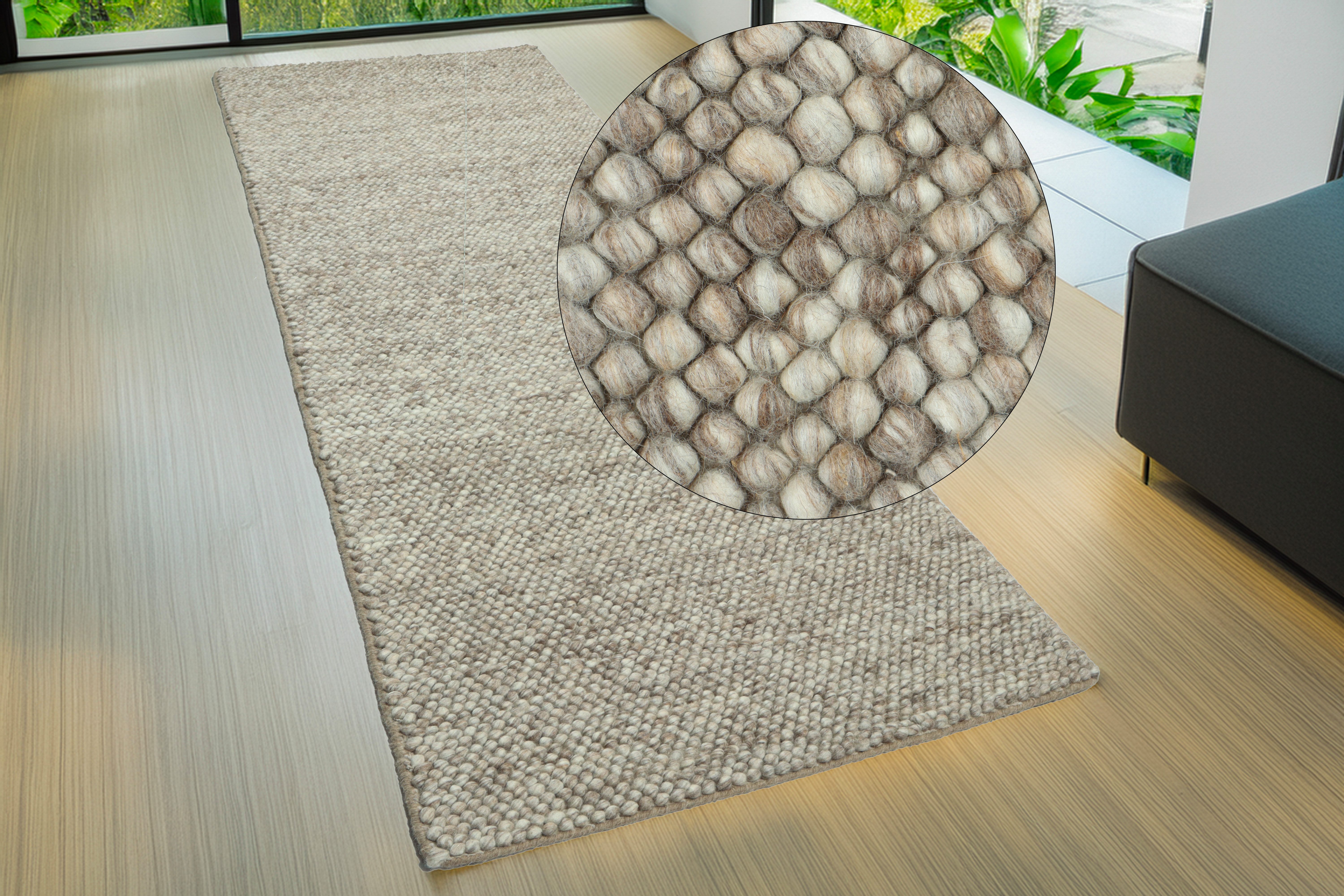 OTTO home Läufer Wolly, handgewebt, Handweb Teppich, rechteckig, Höhe: 14 mm, Wolle, Brücke, Flur, Schlafzimmer, Wohnzimmer