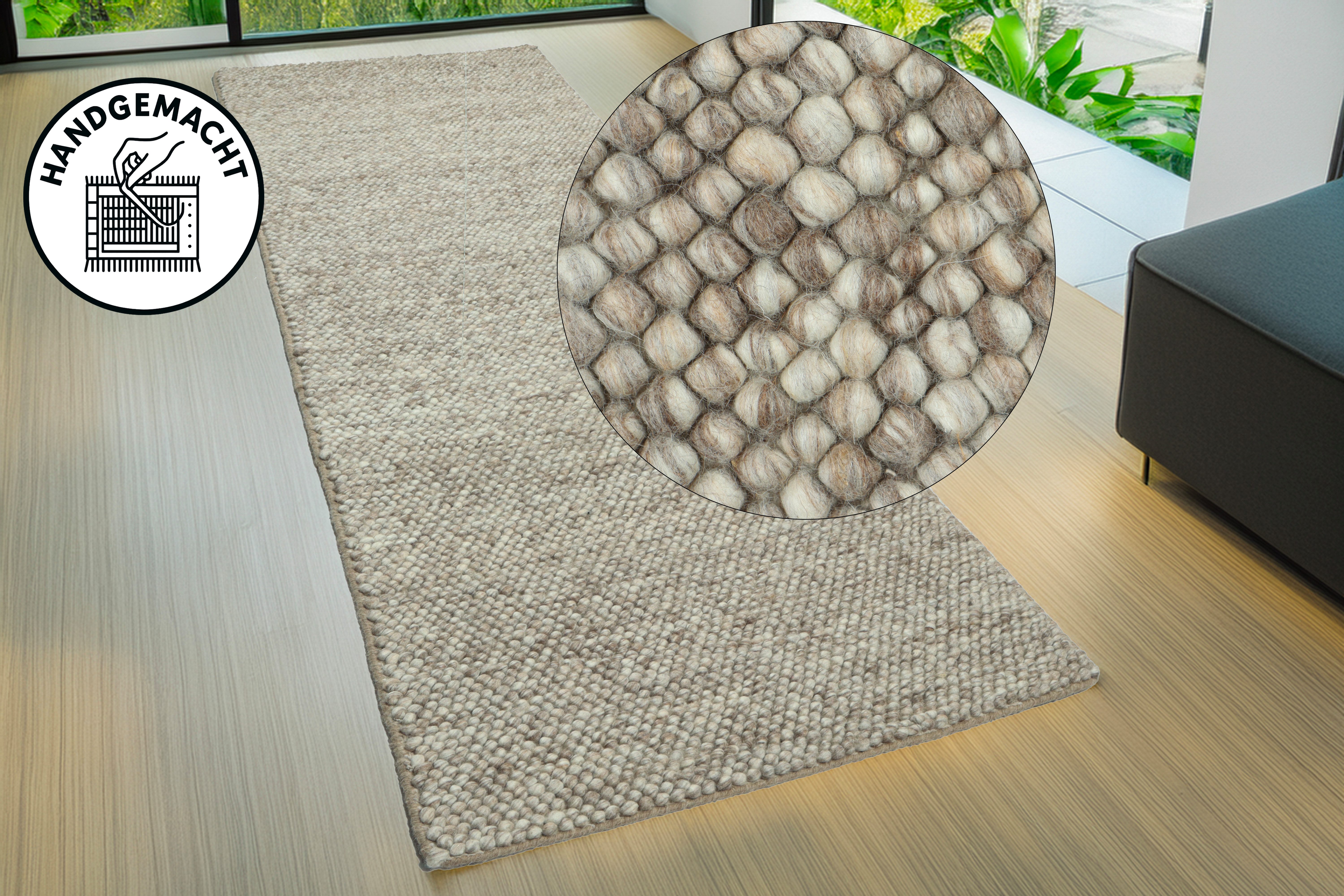 OTTO home Wollteppich Wolly, Wolle, in Standard und Premium Qualität, rechteckig, Höhe: 14 mm, handgewebt, Handweb Teppiche, Skandi, Wohnzimmer, Schlafzimmer