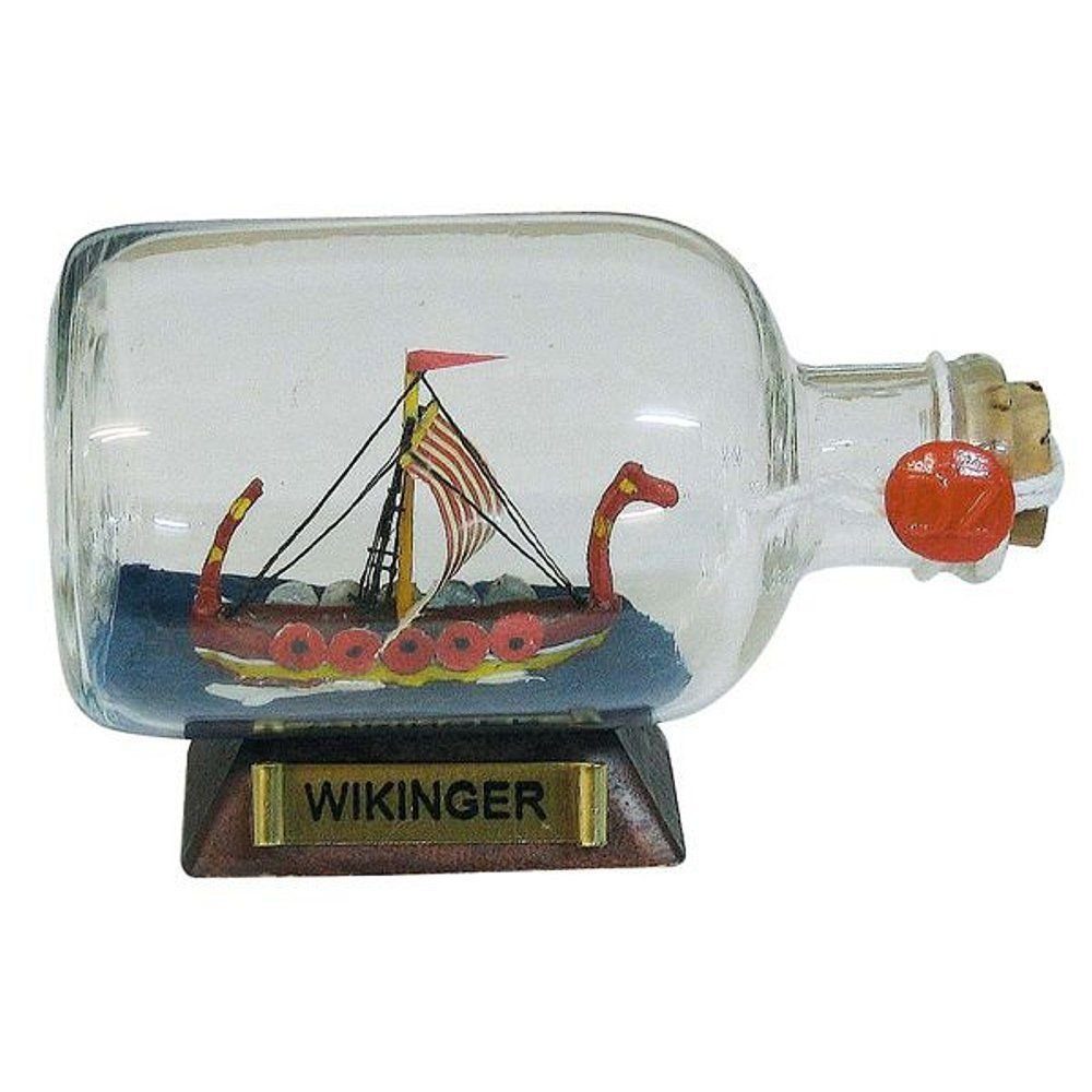 Linoows Dekoobjekt Buddelschiff, Flaschenschiff "Wikinger Schiff", Segelschiff Flasche 9 cm
