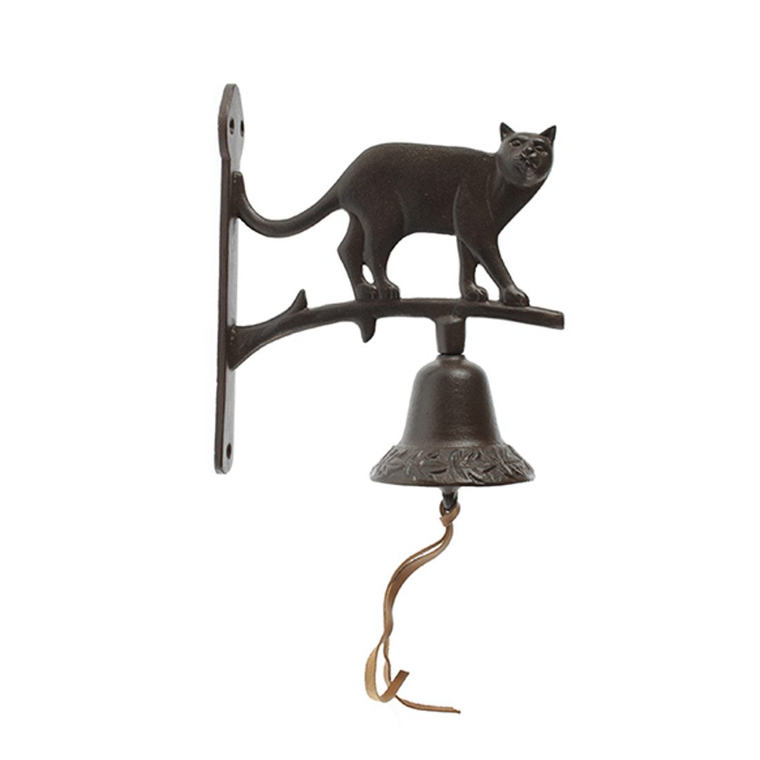 Annimuck Glocke Gusseisen Katze mit Glocke 18,5 x 9 x 21 cm, dunkelbraun, 1-St.
