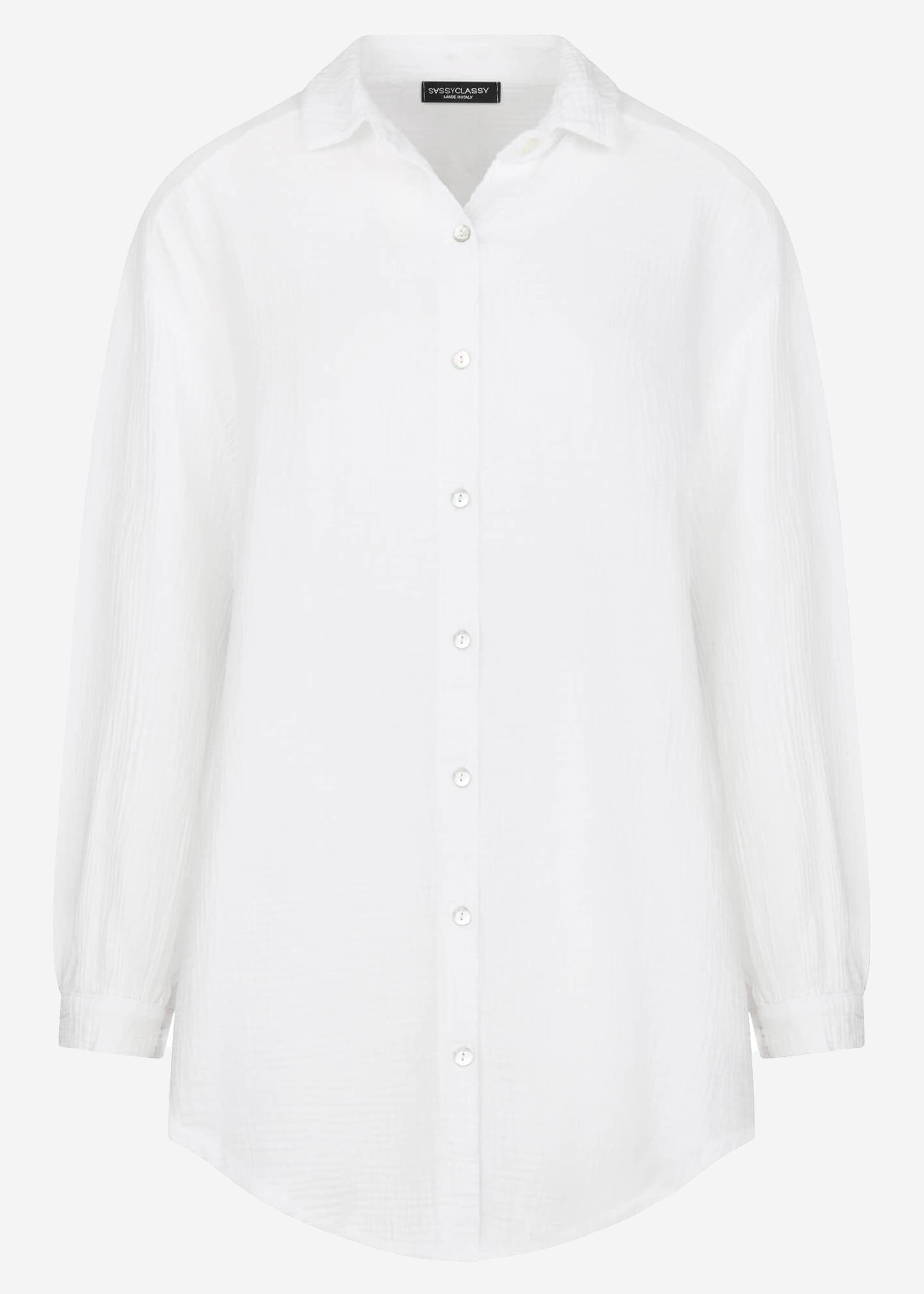 SASSYCLASSY Longbluse Oversize Musselin Bluse Damen günstig online kaufen