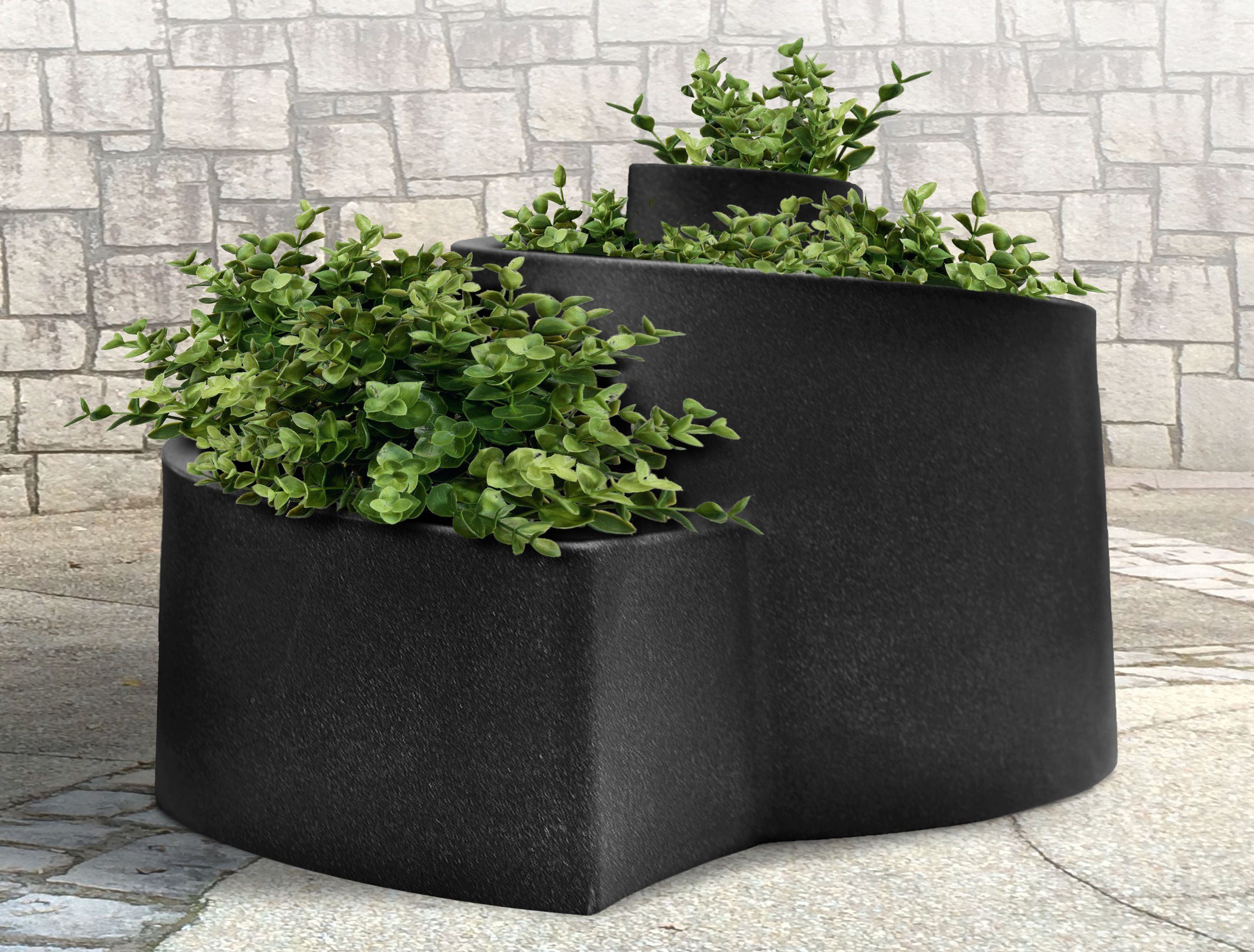 Kübel Schnecke Kräuter Beton Pflanzentreppe, dynamic24 XL Blumenkübel Pflanzkübel Optik 80cm