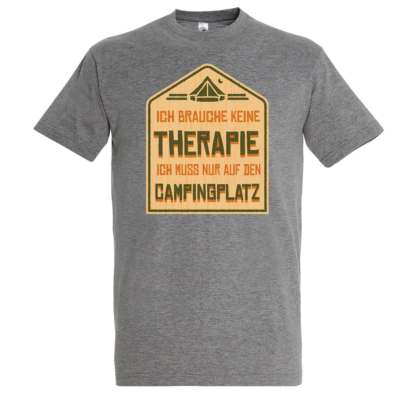 Preis und Auswahl an Youth Designz T-Shirt Grau Ich lustigem Den Frontprint Auf mit Herren Campingplatz Muss Shirt Camping