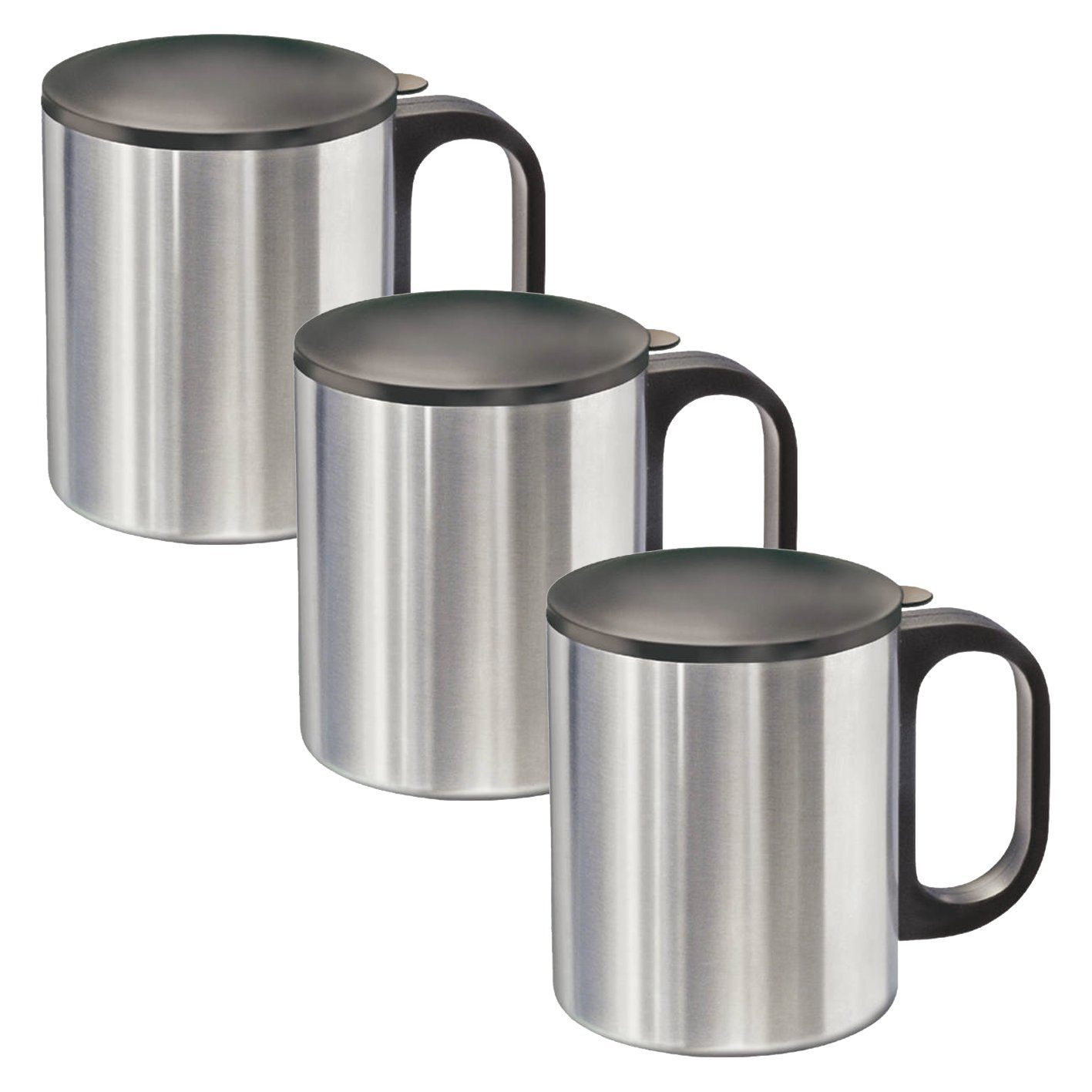 BigDean Becher Edelstahlbecher Thermobecher Isolierbecher Edelstahl mit Deckel 0,28l, 3-tlg., Edelstahl