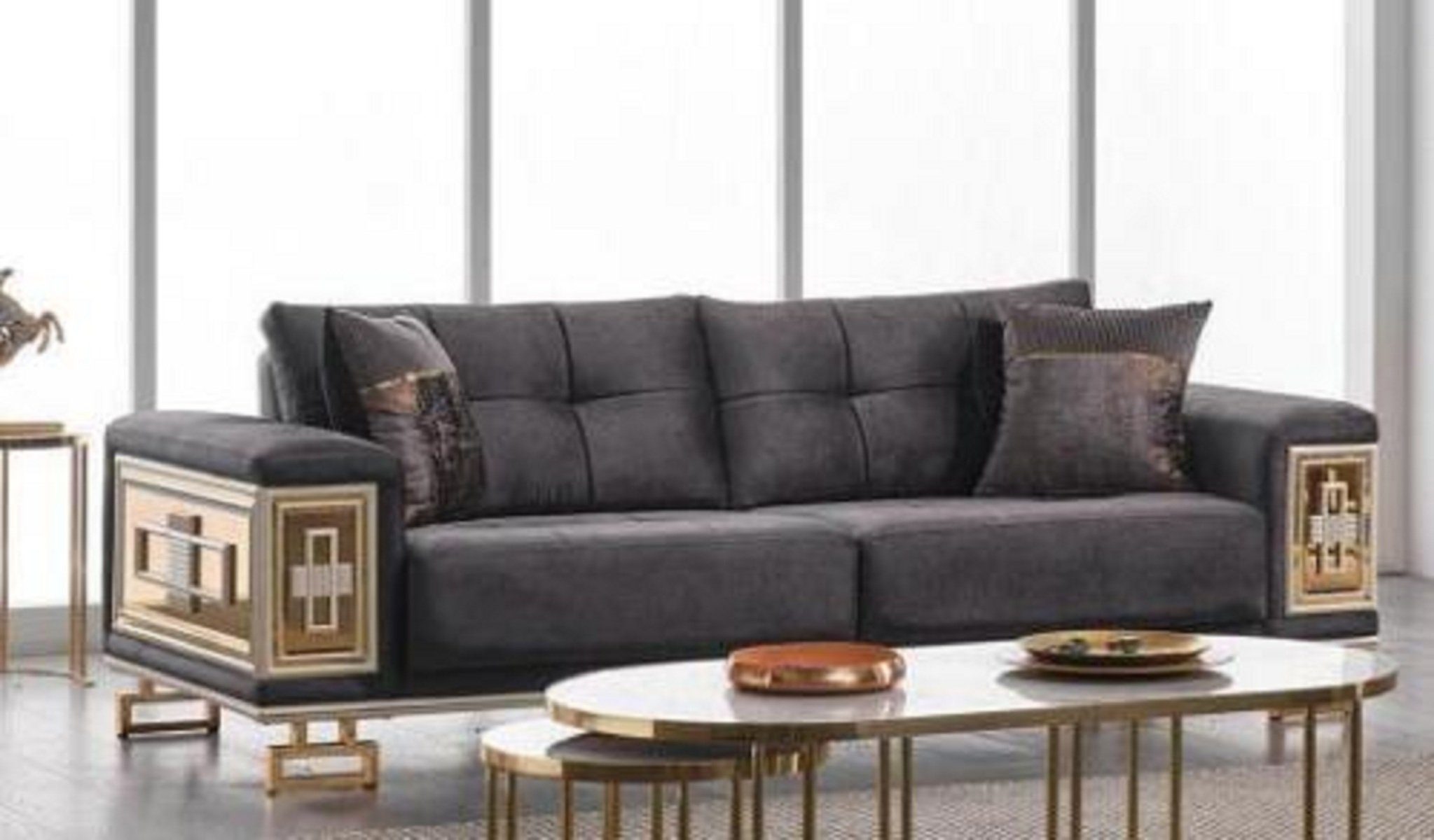 Sofa (2-St., Dreisitzer Europa Sitzer Sessel), Sessel Wohnzimmer Wohnzimmer-Set Made 3 + Edle Modern Couchgarnitur Textil, JVmoebel in