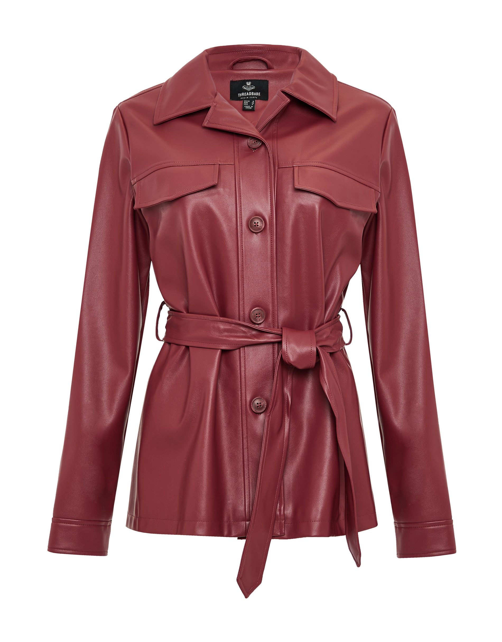 Threadbare Lederimitatjacke Brook (1-St) mit Bindeband