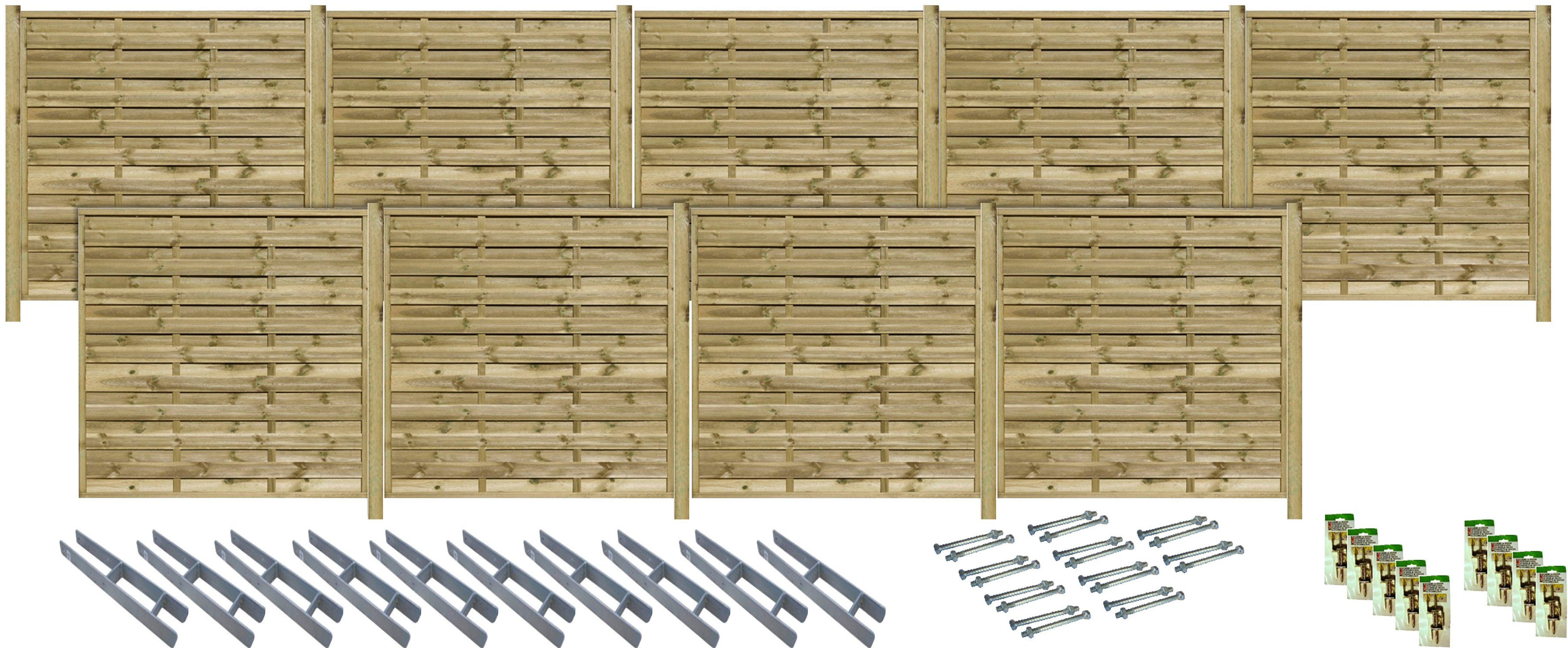 Tetzner & Jentzsch Sichtschutzelement EDMONTON 7, (Set), kesseldruckimprägniert