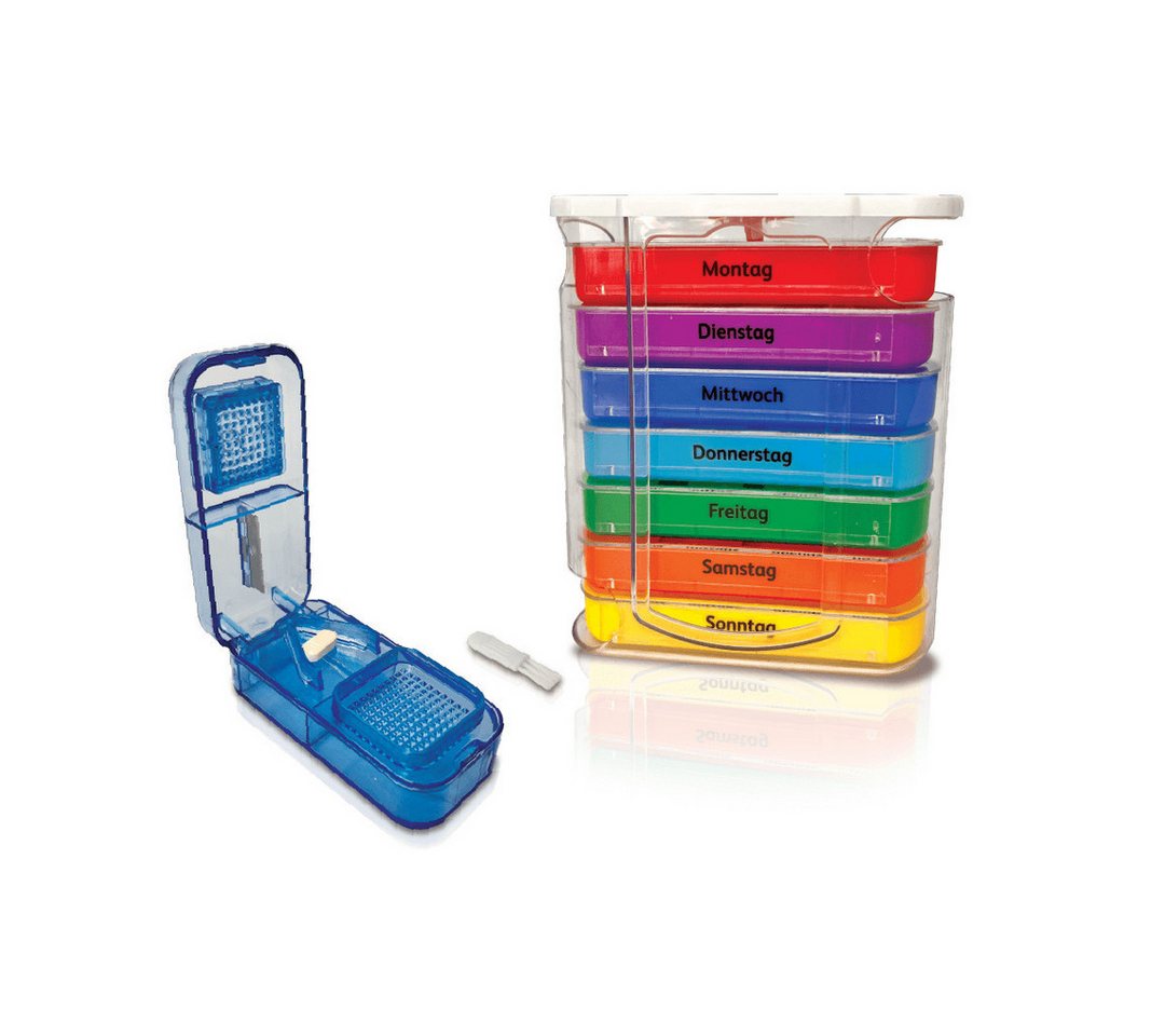 IEA Medical Pillendose Medikamentenbox 7-Tage + Tablettenteiler Set