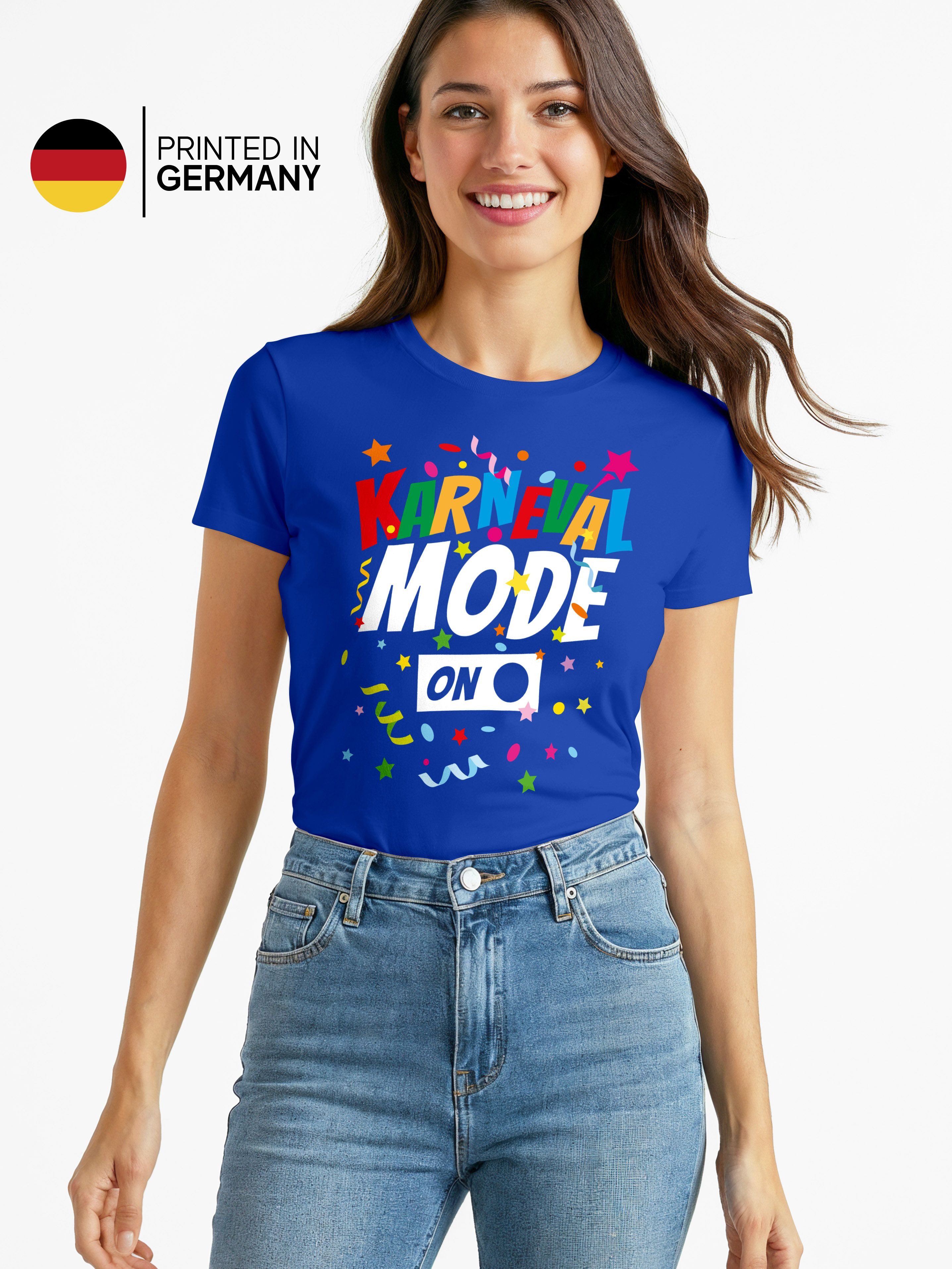 Print-Shirt Damen T-Shirt Karneval Fasching Spruch Konfetti Motiv Kostüm-Ersatz