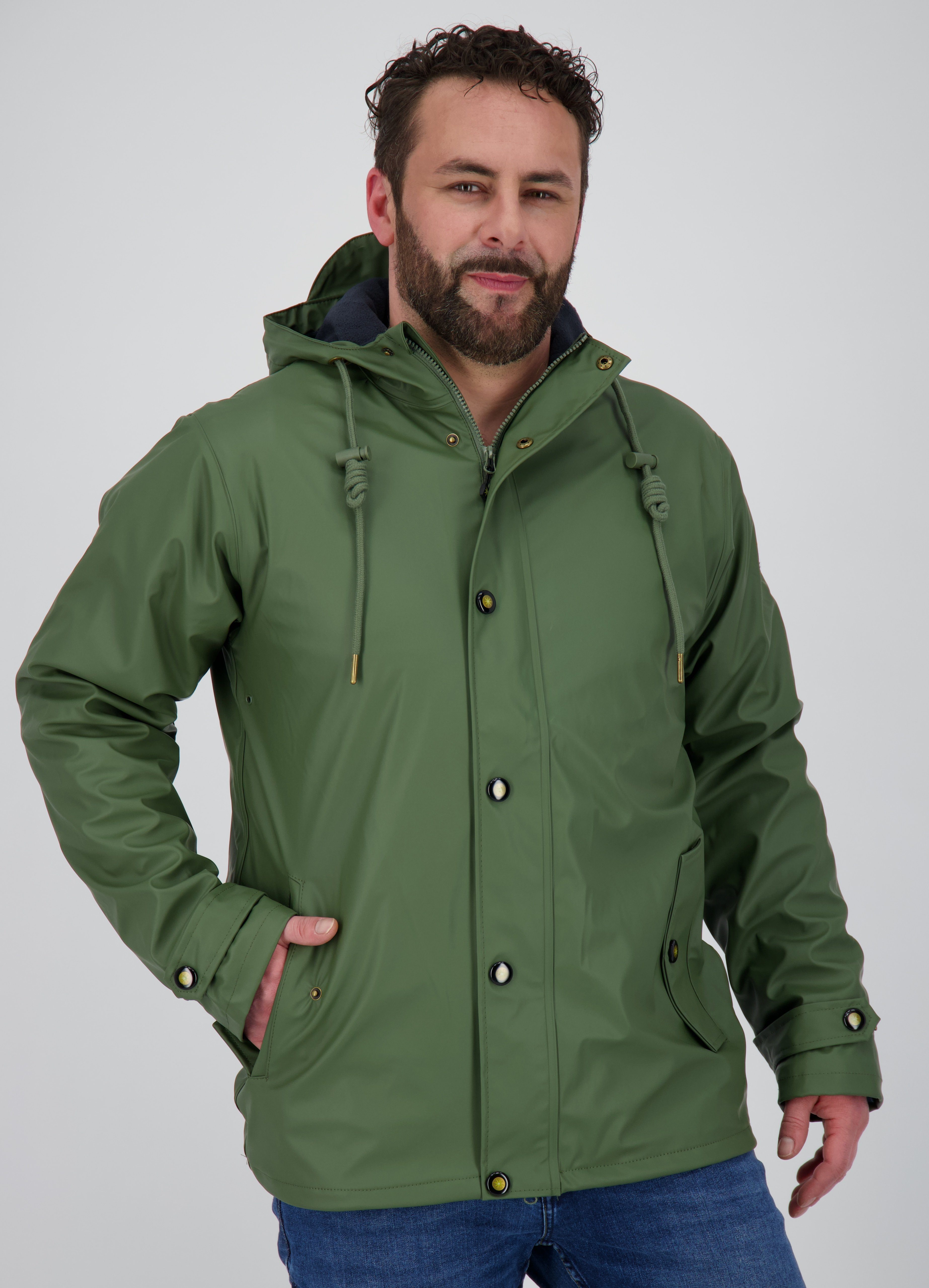 DEPROC Active Regenjacke Friesennerz HOMESTAR PEAK MEN auch in Großen Größen erhältlich, mit Kapuze, mit verschweißten Nähten olive