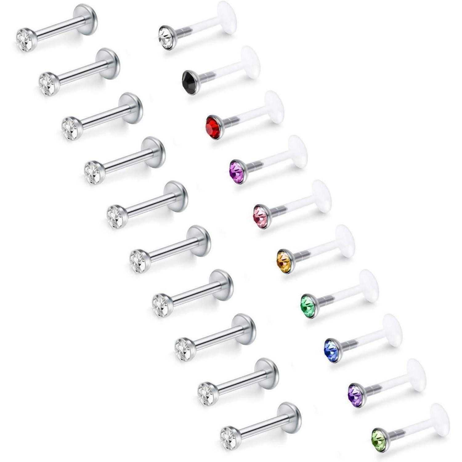 Mayhoop Piercing-Set 16G klar Tragus Helix Piercing Ohrstecker 6mm Acryl Lippenpiercing 6St