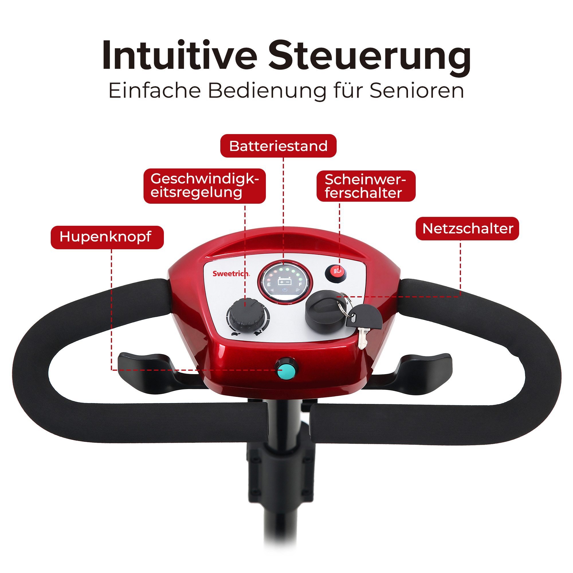 kowdom Elektromobil Elektromobil Senioren 6km/h faltbar 300W 360° Sitz führerscheinfrei, 300 W, (Einzelgerät, Einzelgerät), faltbar, 360° Sitz, Federung, Freilauffunktion, werkzeuglose Montage