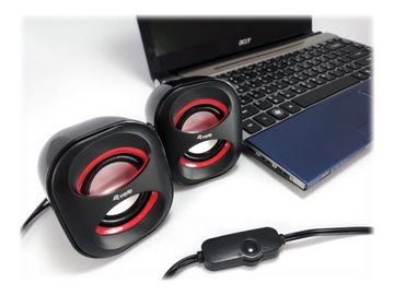 DIGITAL DATA EQUIP Mini USB Lautsprecher f. Notebook u. PC, schwarz/rot PC-Lautsprecher