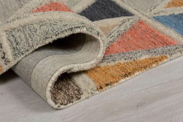 Wollteppich Moretz, FLAIR RUGS, rechteckig, Höhe: 10 mm, 100% Wolle, geometrisches Muster, mehrfarbig, fußbodenheizungsgeeignet