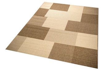 Outdoorteppich Teppich Modern Flachgewebe Kariert Sisal Optik Küchenteppich Küchenläufer Karo Design Braun Beige, Teppich-Traum, rechteckig, Höhe: 5 mm