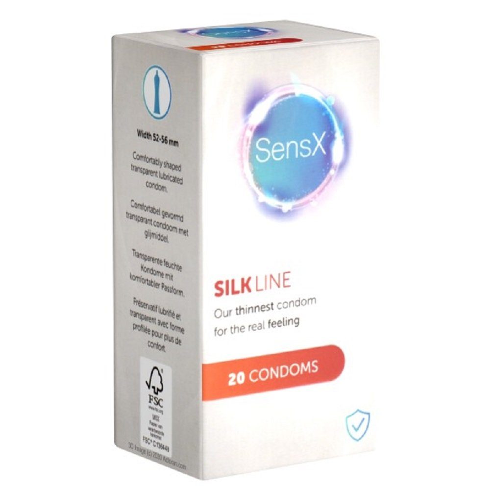 SensX Презервативы Silk Line Презервативы ohne Latexgeruch, Packung mit, 20 St., extra dünne Презервативы, mit komfortabler Passform, ohne tierliche Produkte
