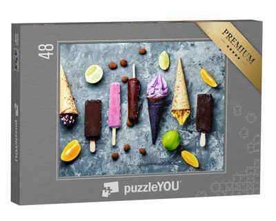 puzzleYOU Puzzle Sortiment von Eis am Stil und Waffeleis, 48 Puzzleteile, puzzleYOU-Kollektionen Essen und Trinken