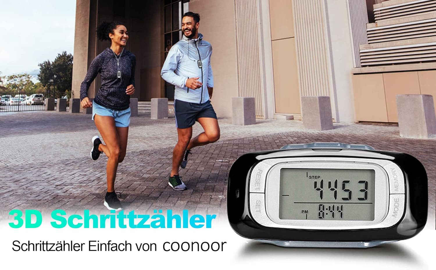 Coonoor Schrittzähler 3D-Sensor Multifunktionaler Schrittzähler, Einfacher Fitness Tracker (1-tlg), Zähler für Schritte, Distanz und Kalorien, Kein Bluetooth/App/Handy