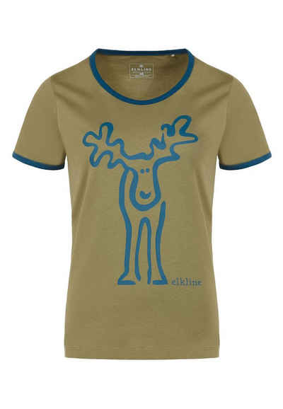 Elkline T-Shirt Rudolfine Retro Elch Brust und Rücken Print