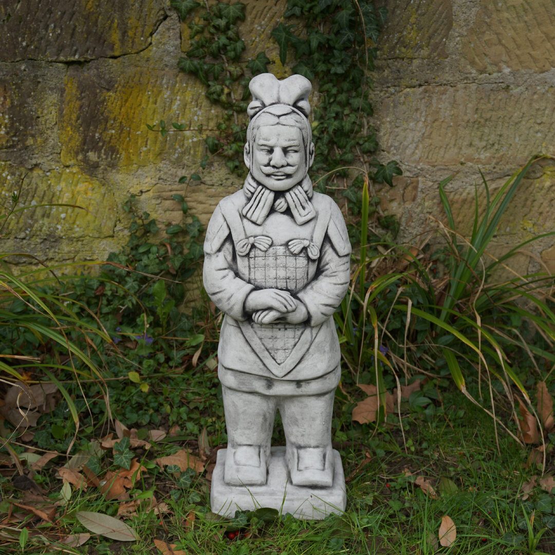 gartendekoparadies.de Gartenfigur Terrakotta Krieger Motiv I Steinfigur Steinguss 60 cm 17 kg, Frostsicher