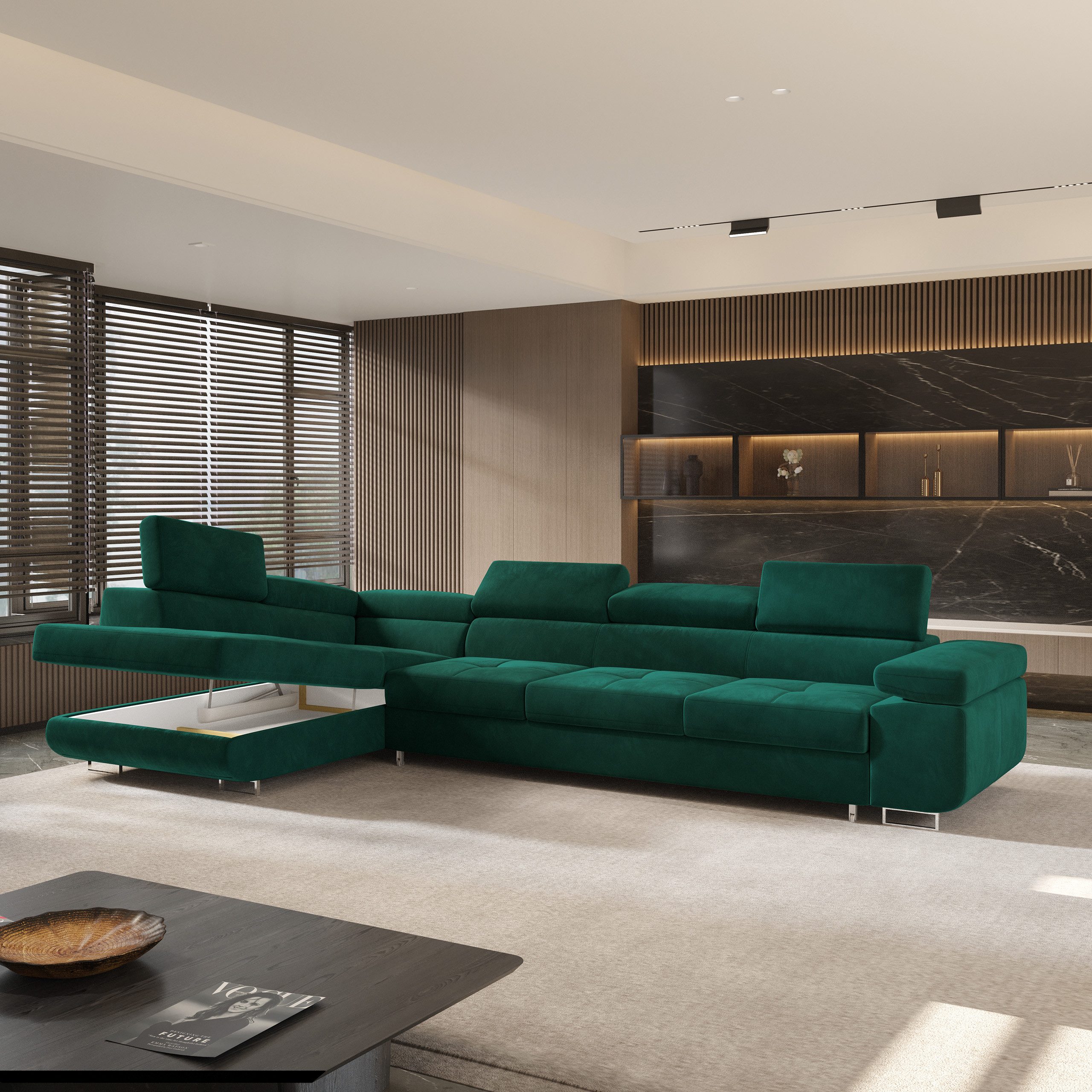 Masseno Ecksofa VICENTE mit Schlaffunktion L-Form, Sofa mit Bettkasten