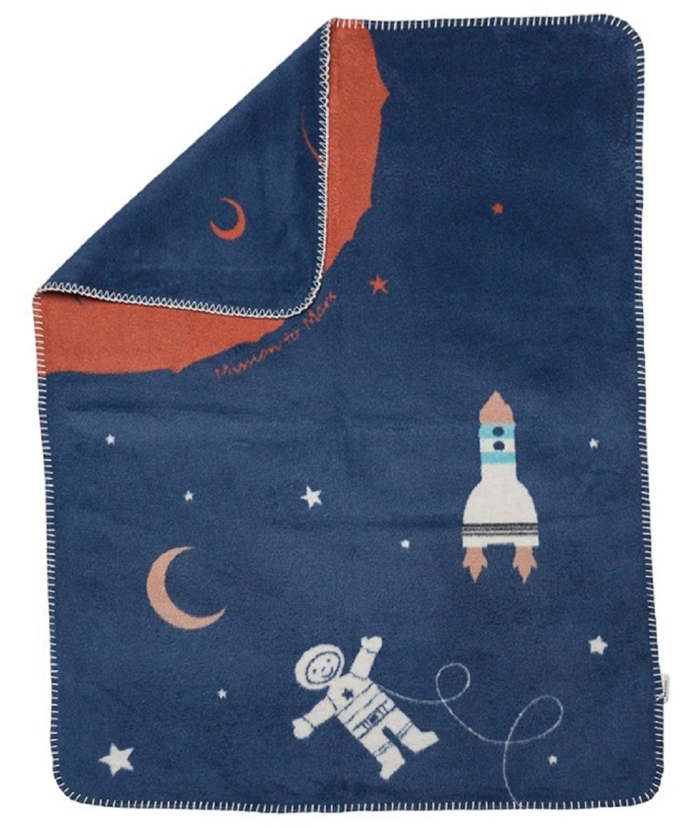 DAVID Babydecke 'Mars' Kinderdecke x 100 75 cm Mila Blau, FUSSENEGGER