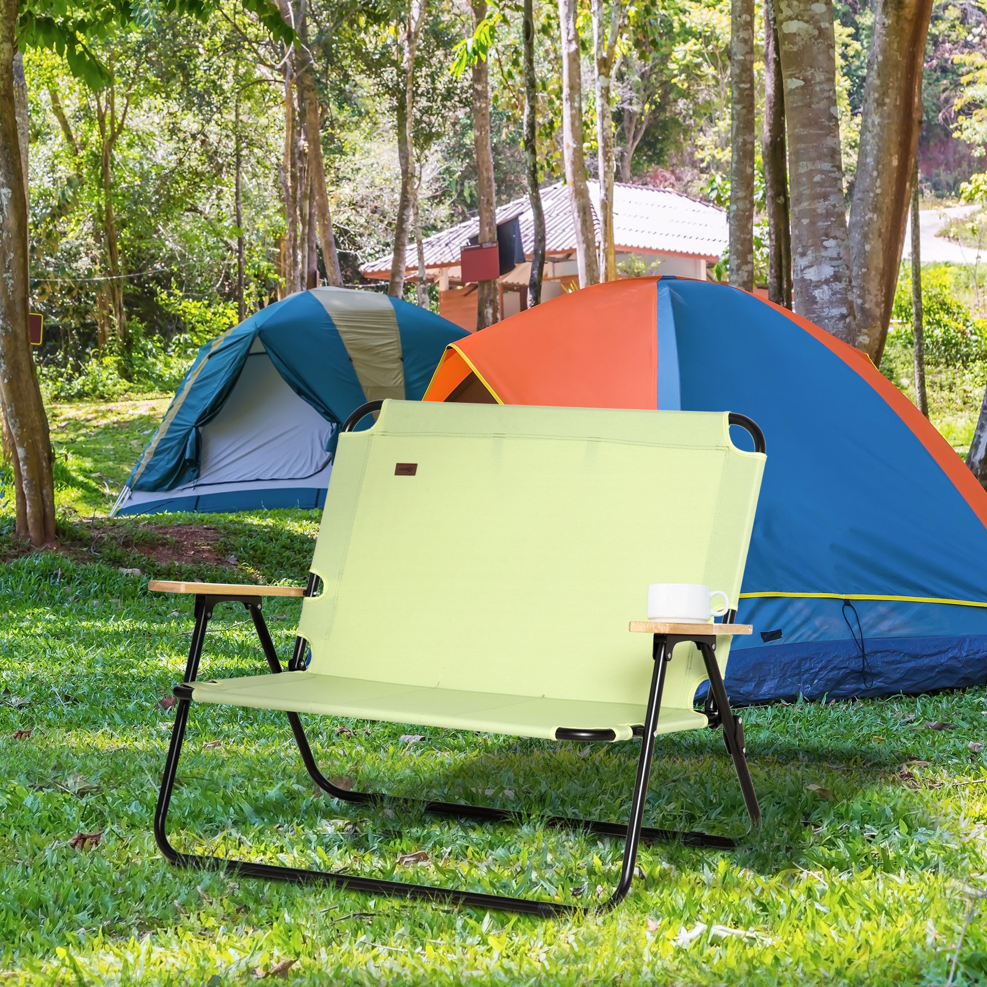 Outsunny Campingstuhl Gartenstuhl, 2-Sitzer Regiestuhl (Klappstuhl günstig online kaufen