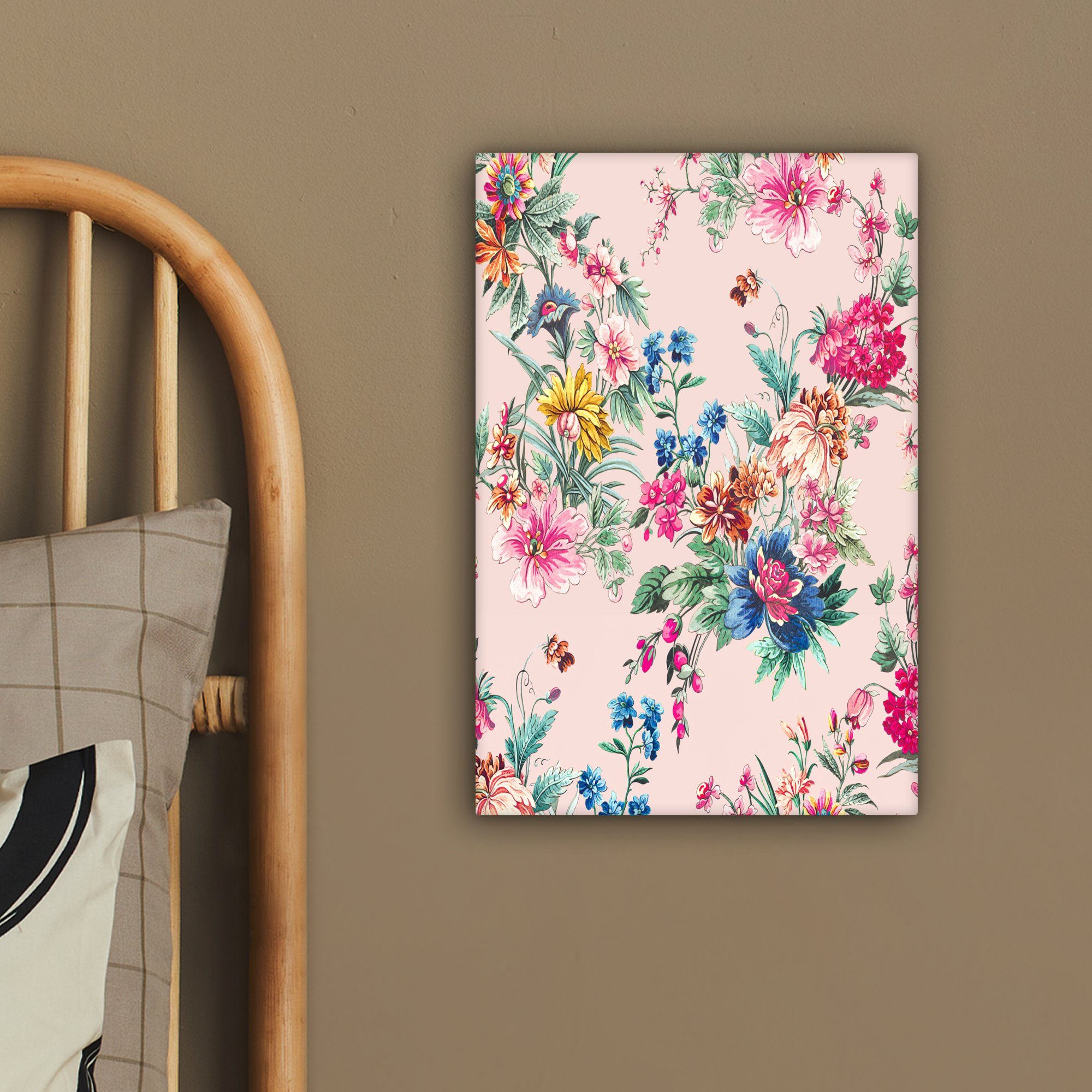 Pastell Vintage, bespannt - Zackenaufhänger, St), cm Blumen OneMillionCanvasses® (1 Leinwandbild Leinwandbild fertig - Gemälde, inkl. 20x30