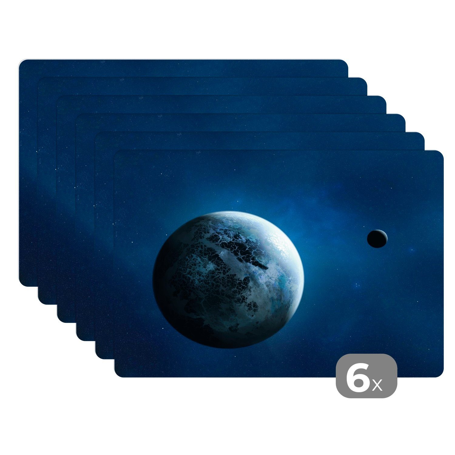 Platzset, Eine Illustration eines Planeten, MuchoWow, (6-St), Platzset, Platzdecken, Platzmatte, Tischmatten, Schmutzabweisend