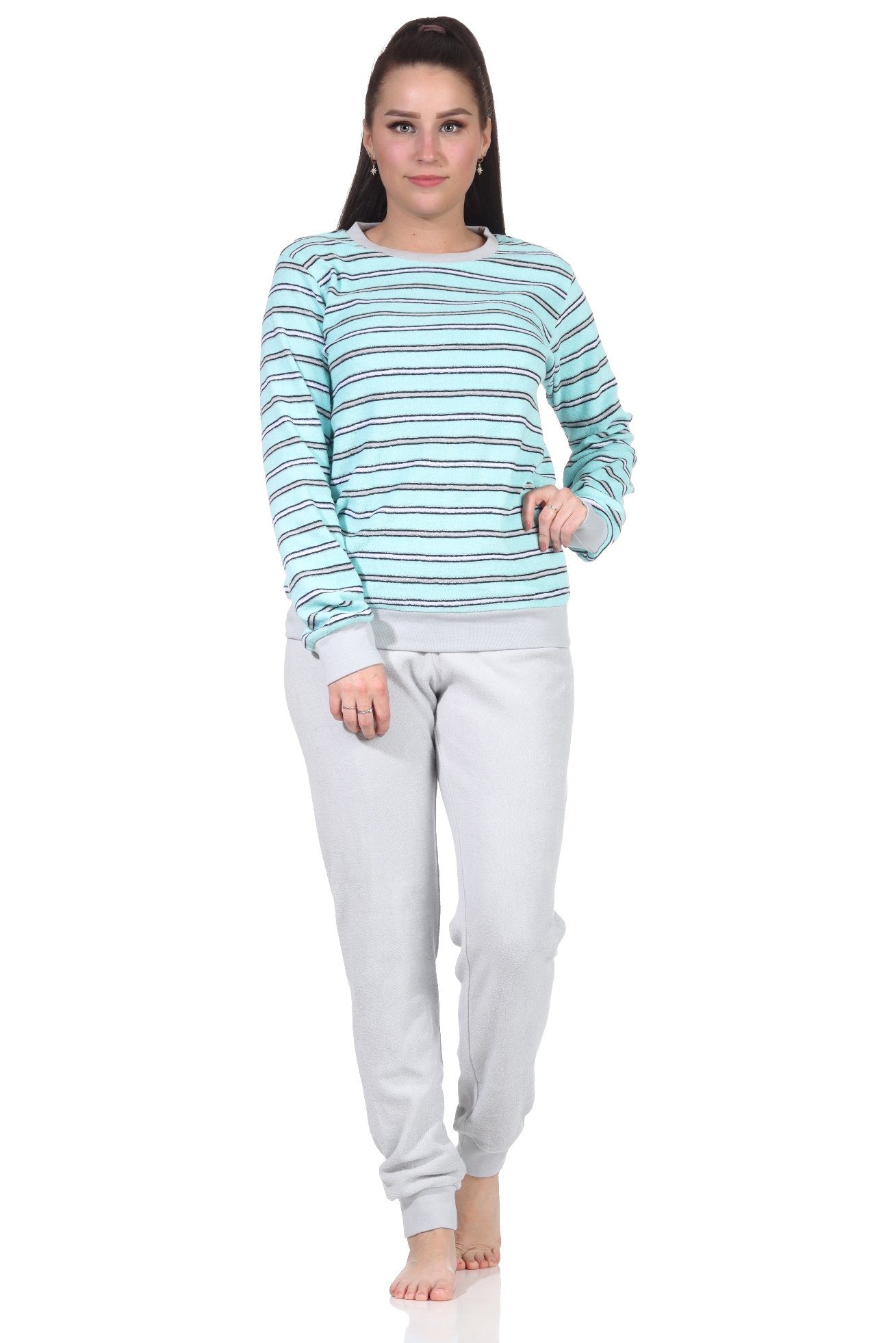 RELAX by Normann Pyjama Damen Frottee Schlafanzug Pyjama mit Bündchen - auch in Übergrössen - 222 201 13 852a