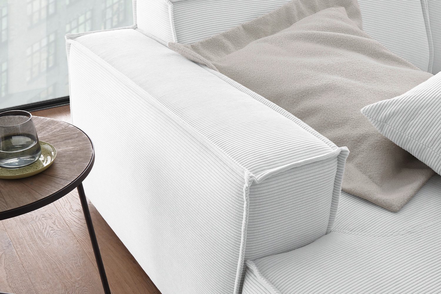 KAWOLA Big-Sofa SAMU, Couch Feincord verschiedene Farben 256x168 cm