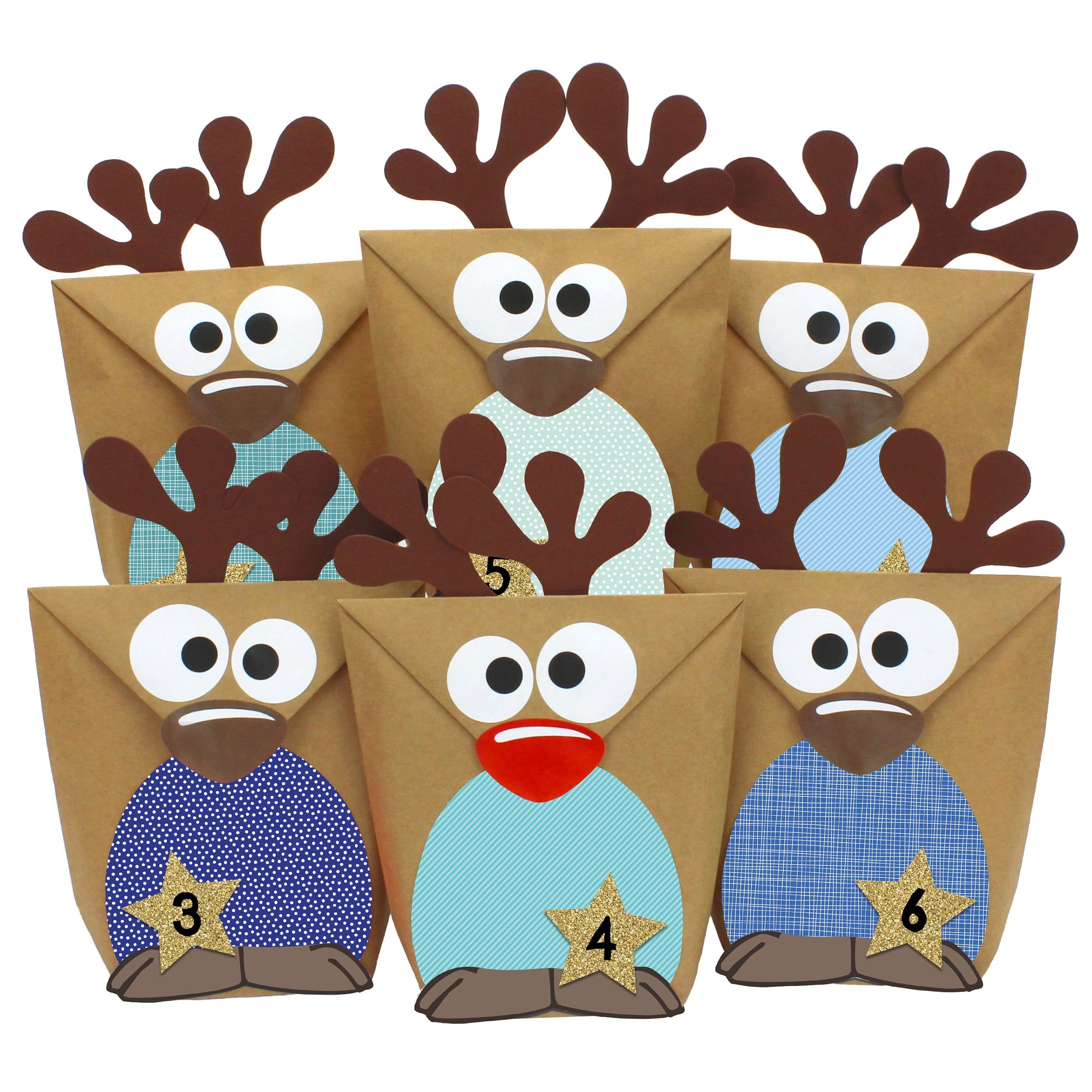 PAPIERDRACHEN Adventskalender Papierdrachen DIY Adventskalender zum Befüllen - Rentiere zum Basteln