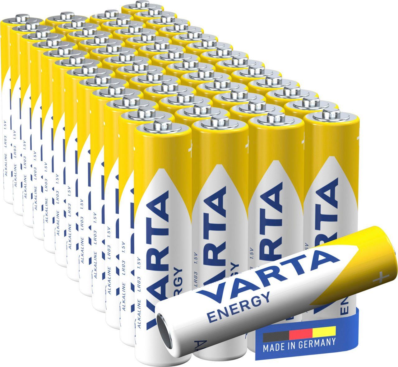 VARTA 50er Pack Energy AAA Micro Alkaline Batterie, LR03 (50 St)
