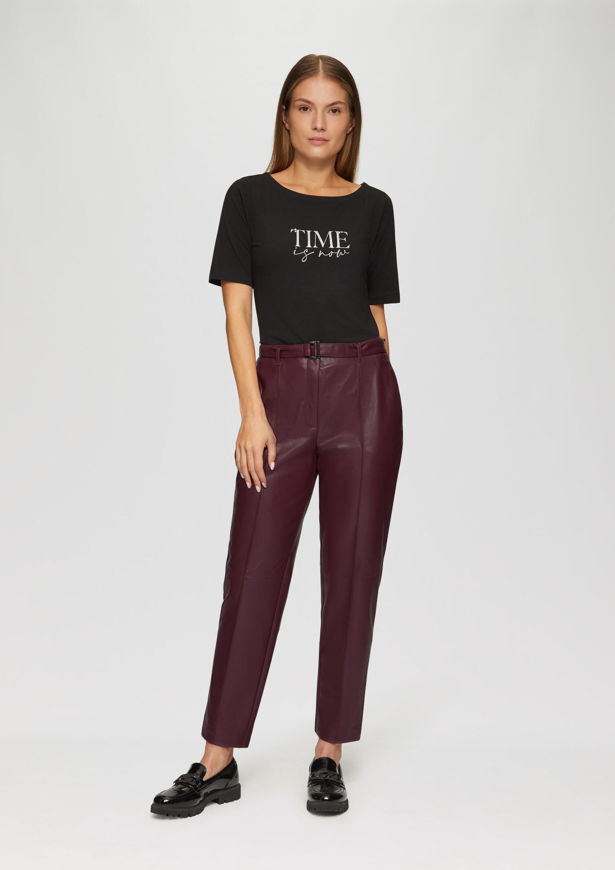 s.Oliver Chinos Hose Regular: Cigarette Pants aus Lederimitat günstig online kaufen