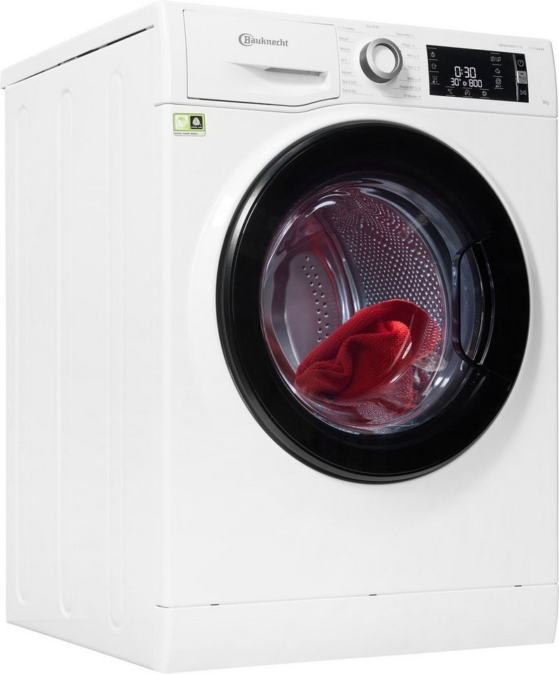 BAUKNECHT Waschmaschine WM Elite 9A, 9 kg, 1400 U/min, Active Care Color+:  kraftvolle Fleckenentfernung für länger strahlende