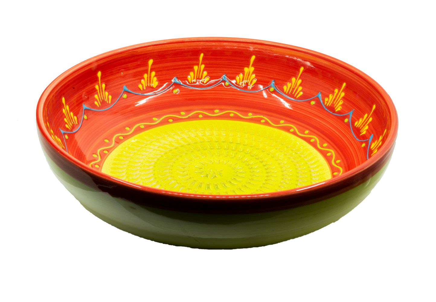 Kaladia Multireibe Große Reibeschüssel in Rot & Grün, Keramik, handbemalte Küchenreibe - Made in Spain