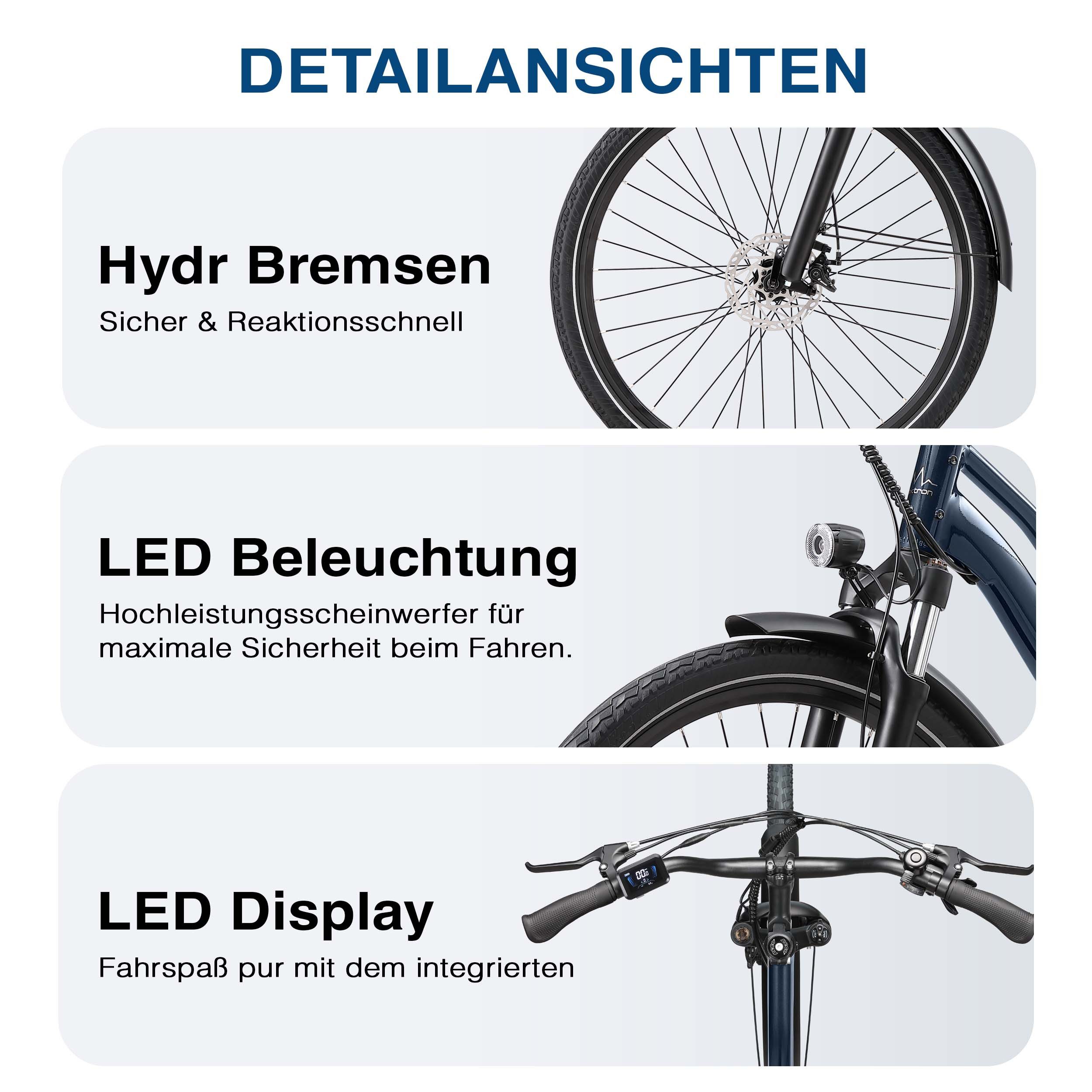 Maxtron E-Bike Cityrad Maxtron Urban 7 E-Citybike 28 Zoll, 7 Gang Shimano Altus Schaltwerk, Kettenschaltung, Heckmotor, 460,8 Wh, (Packung), Tiefeinsteiger für Damen