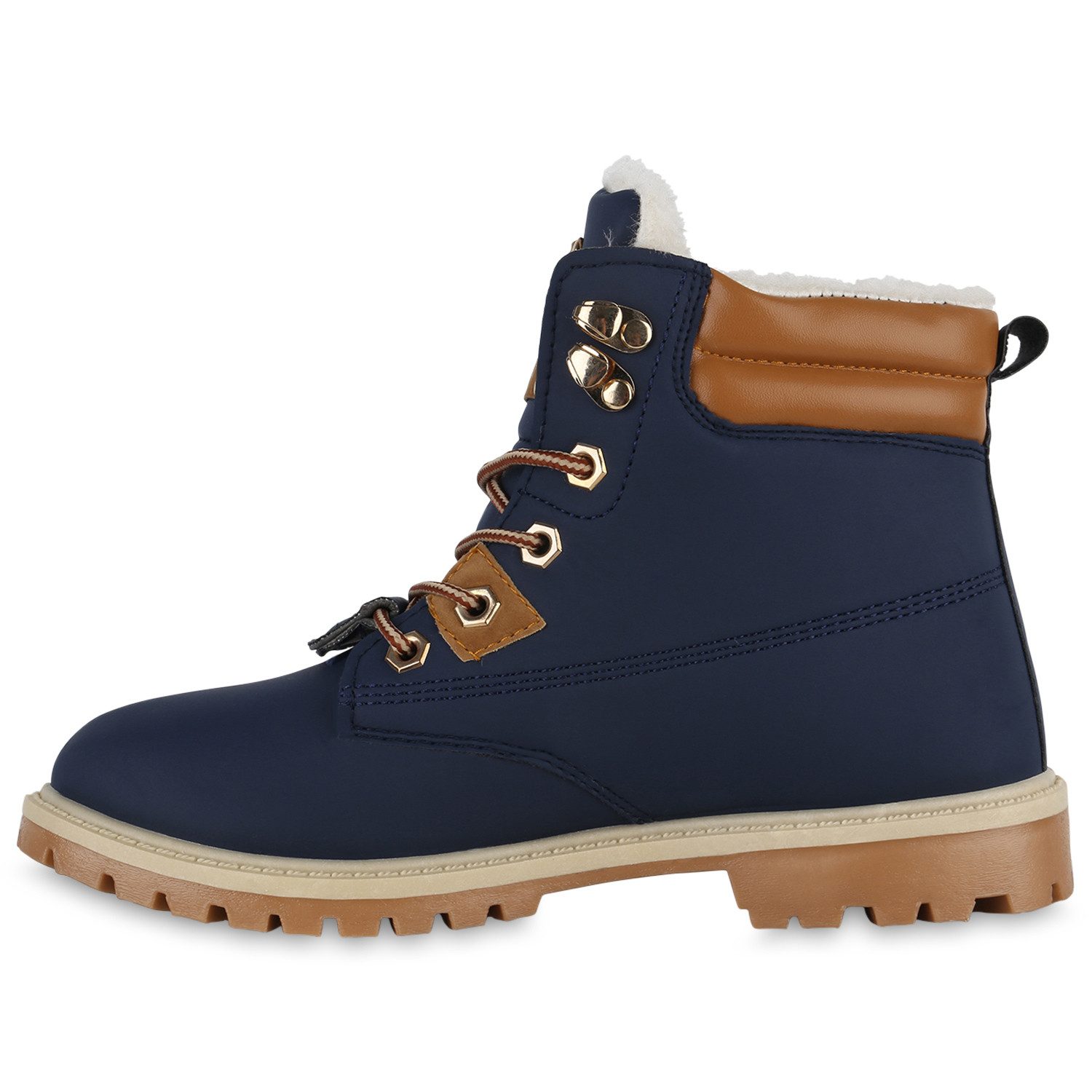 VAN HILL 839642 Stiefelette Damen Gefütterte Worker Boots Stiefeletten Bequ günstig online kaufen