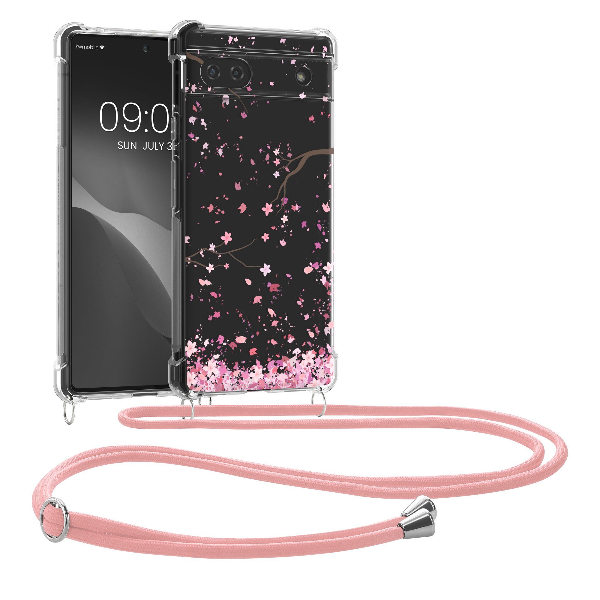 kwmobile Handyhülle Hülle für Google Pixel 6a, Silikon Handyhülle mit Kette - Handykette Handyband