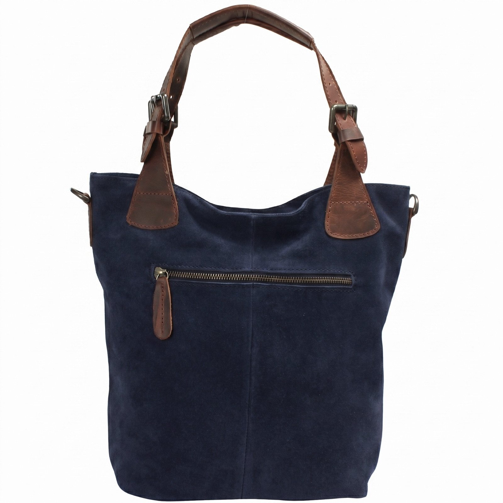 LECONI Schultertasche Henkeltasche Damentasche Handtasche für Damen Leder Shopper LE0054-VL, weiches Wildleder - geflochtene Henkel - verstellbarer Tragegurt – Bild 5 von 5