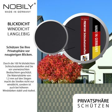 Nobily Sichtschutzstreifen Zaunsichtschutz Premium HART-PVC, keine Folie, (1-St), Streifen in 1-40 Stück, Farbe: Fenstergrau, Moosgrün