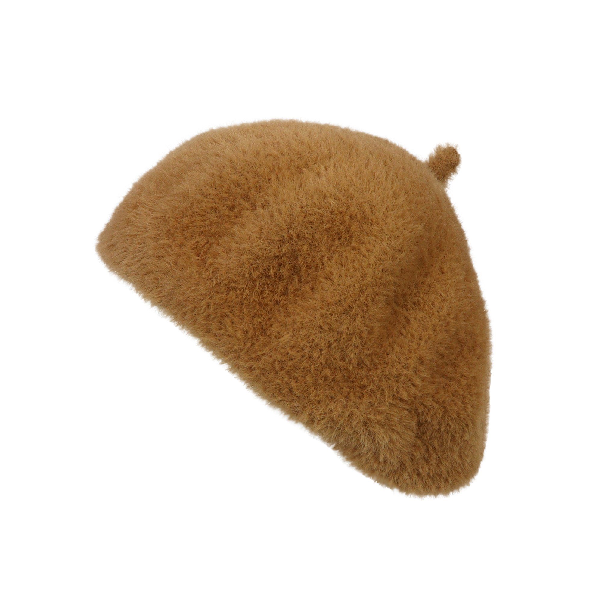 beige Plüsch Beret Baskenmütze ZEBRO