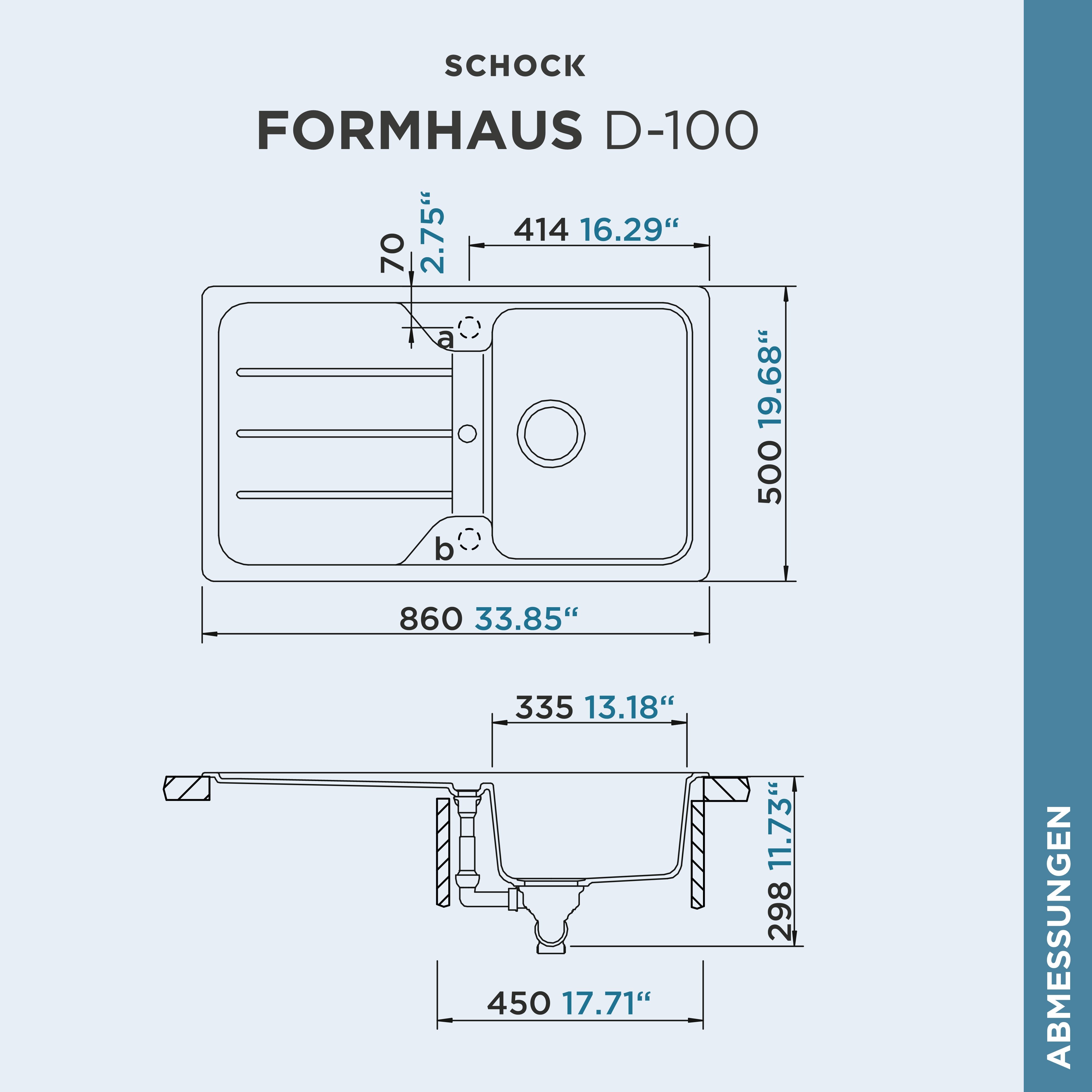 Schock Granitspüle Formhaus, rechteckig, 86/50 cm