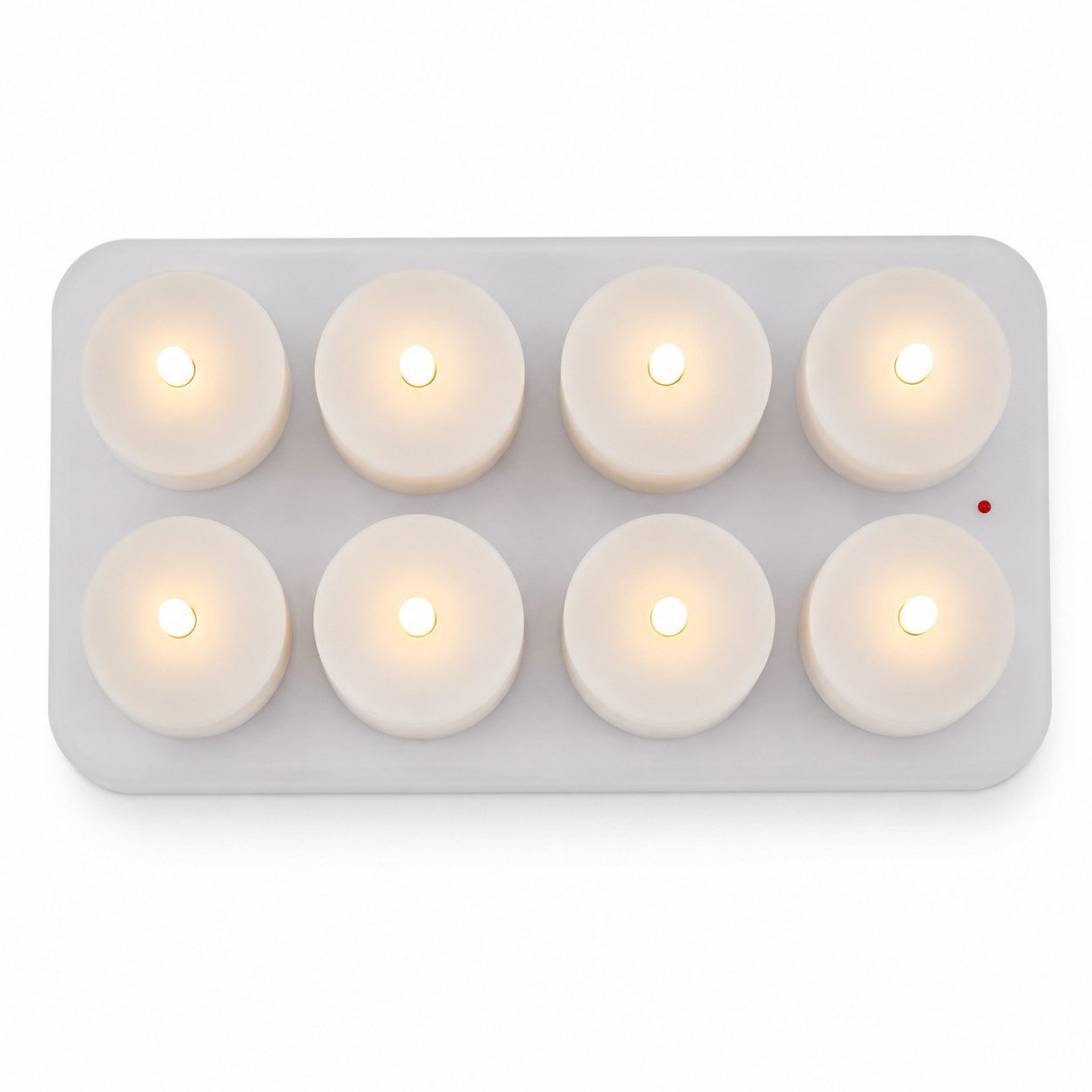 Lumineo LED-Kerze LED Teelichter warmweiß Akku USB Ladestation Timerfunktion 8er (LED Teelicht Set Akku warmweiß wiederaufladbar Innenbereich, 10-tlg., 8 LED Teelichter warmweiß mit USB Ladestation und Timerfunktion), Warmweiß Timerfunktion Akku USB Ladestation flammenlos dekorativ