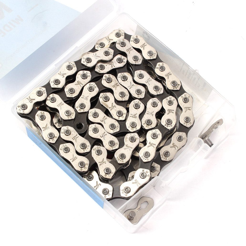 KHEbikes Fahrradkette KMC K1 Wide BMX Kette 1/2" x 1/8", 112 Glieder (Kompatibel mit Eingang Fahrräder) Mit Kettenschloß