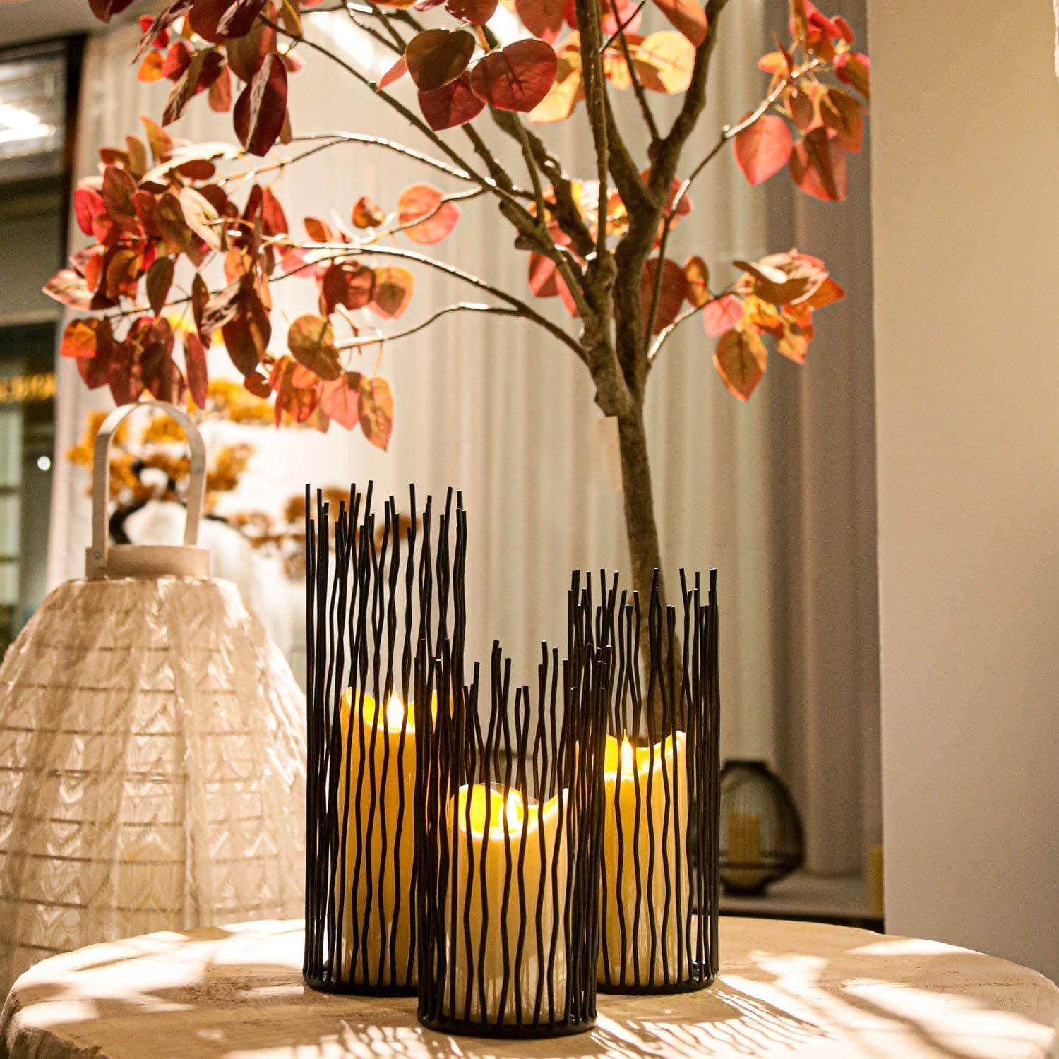 LED und Metall bernstein 3er-Set integriert, Dekorationsleuchten gelblich "Simbas" Kerzen, Tisch- incl. LED technik@all fest Gartenleuchte