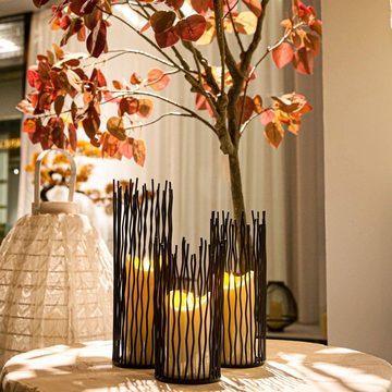 technik@all LED Gartenleuchte Tisch- und Dekorationsleuchten Metall "Simbas" 3er-Set incl. Kerzen, LED fest integriert, bernstein gelblich