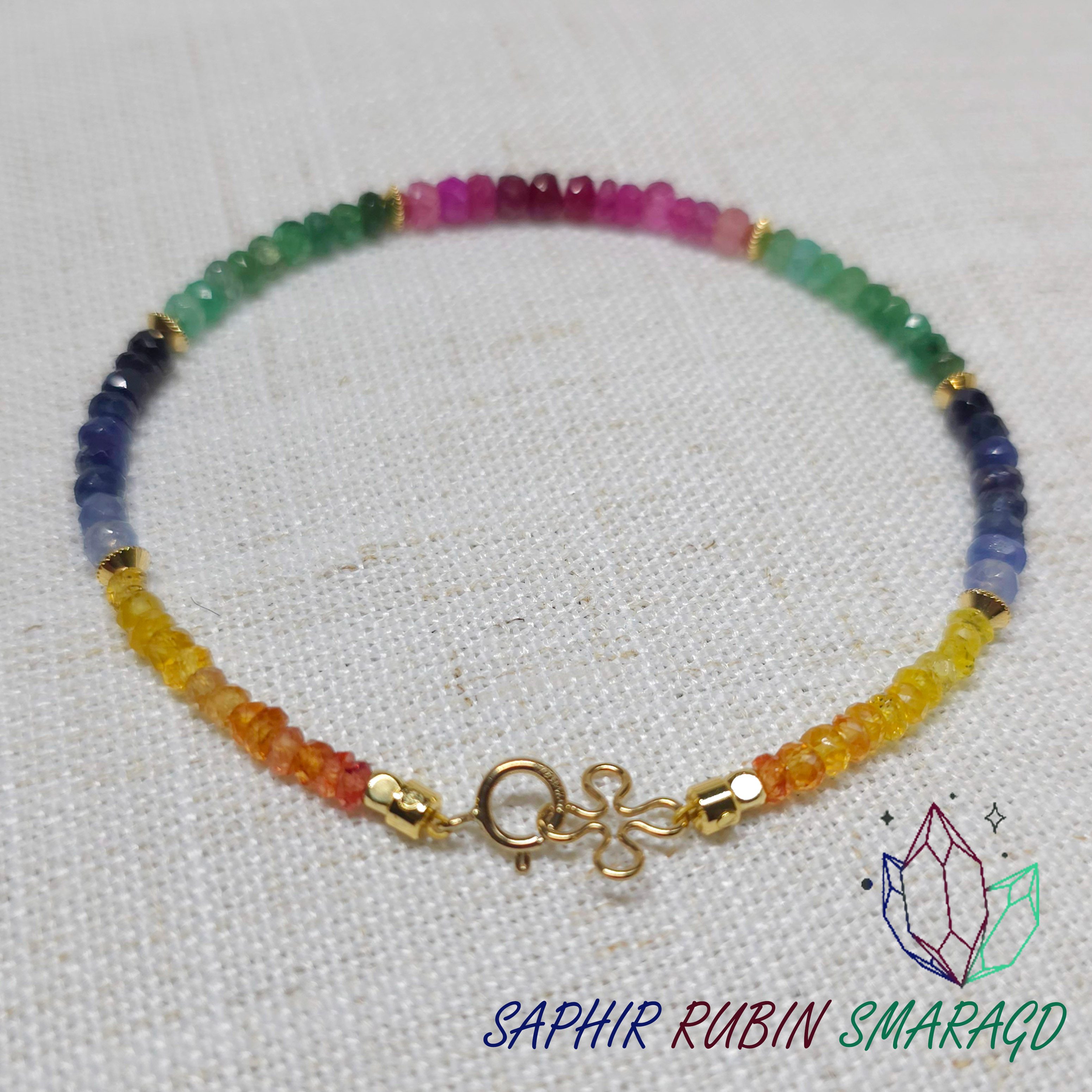 GOLDEN Armband Rubin Saphir Smaragd Armband, Multi Edelstein Armband, Gebur günstig online kaufen