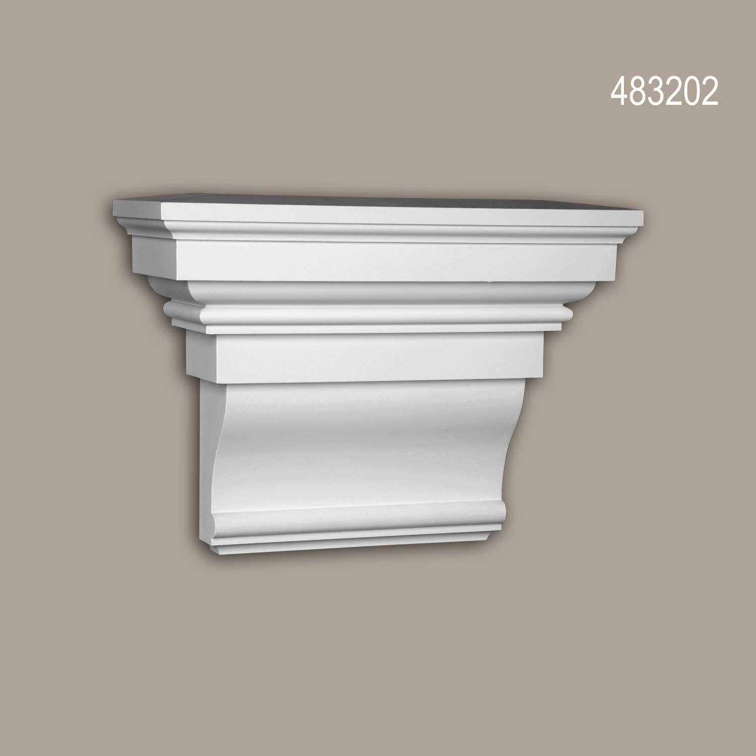 Profhome Wanddekoobjekt 483202 (Konsole, Stil: vorgrundiert, St., weiß, für Außenstuck, Fassadenelement), Fassadendekoration, Ionisch Zierelement, 1