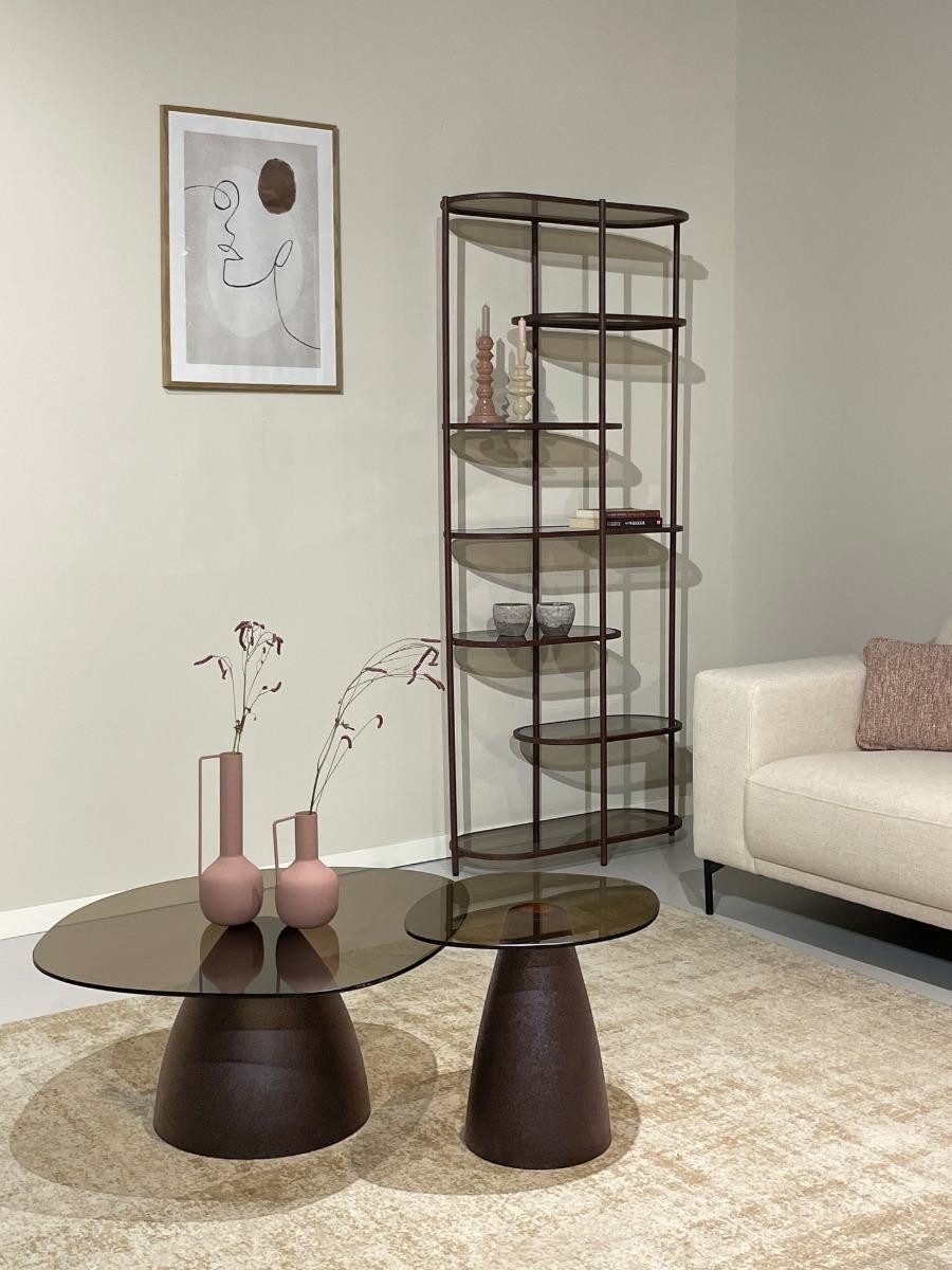 Natur24 Couchtisch Brix Couchtisch 86 x 76 x 35 cm Glas Braun